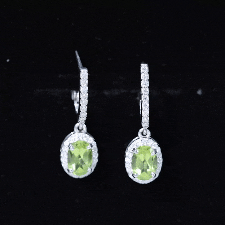 2.2 Carat Claw Set Peridot and Moissanite Drop Hoop Earrings AAA - Rosec Jewels