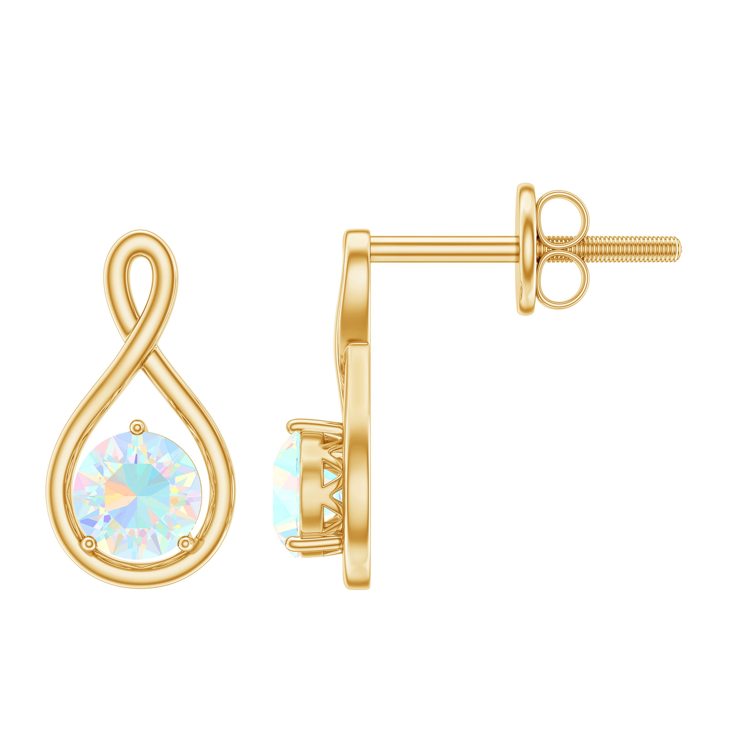 Genuine Ethiopian Opal Infinity Stud Earrings with Certificate AAA - Rosec Jewels