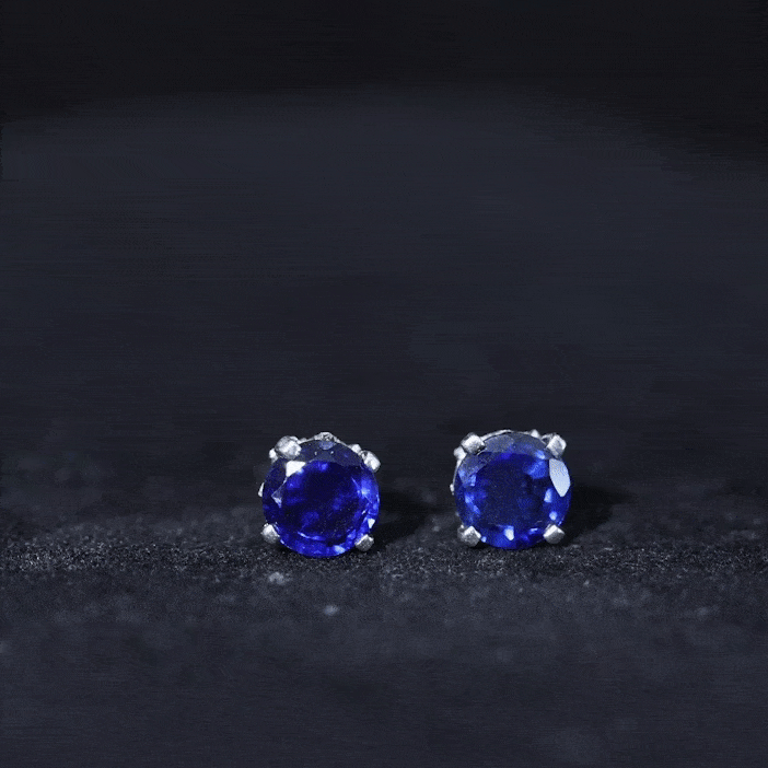 Lab Grown Blue Sapphire Vintage Stud Earrings with Certificate AAAA - Rosec Jewels