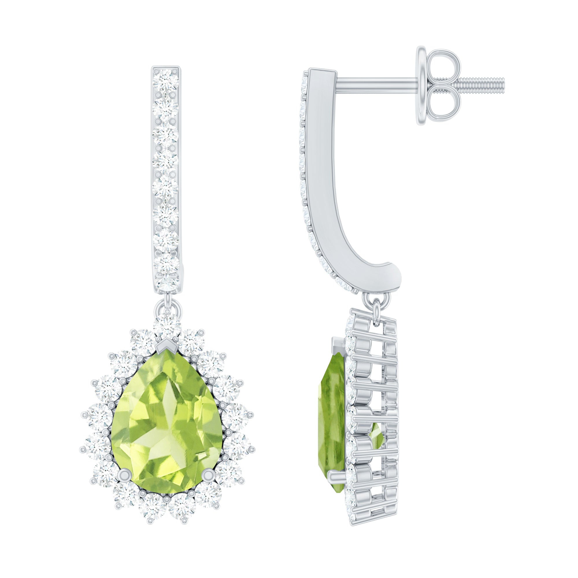 3.25 CT Peridot with Moissanite Bridal Teardrop Earrings