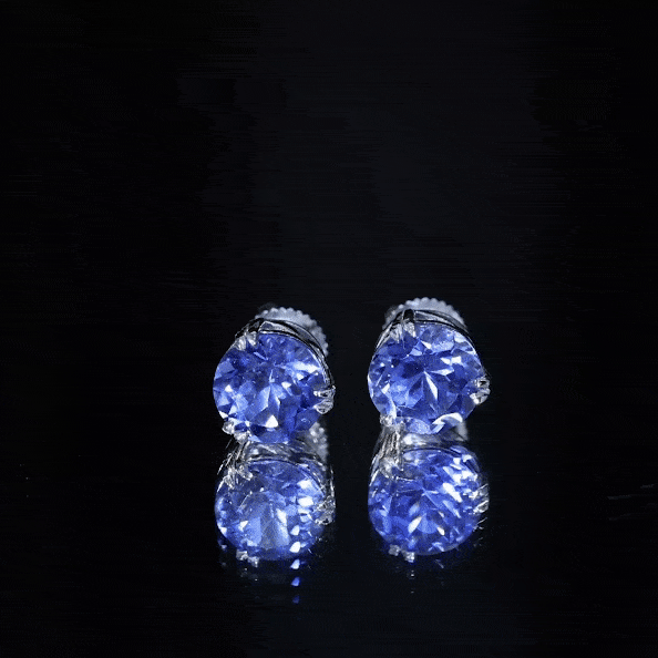 5 Carat Lab Created Blue Sapphire Solitaire Stud Earrings AAAA - Rosec Jewels
