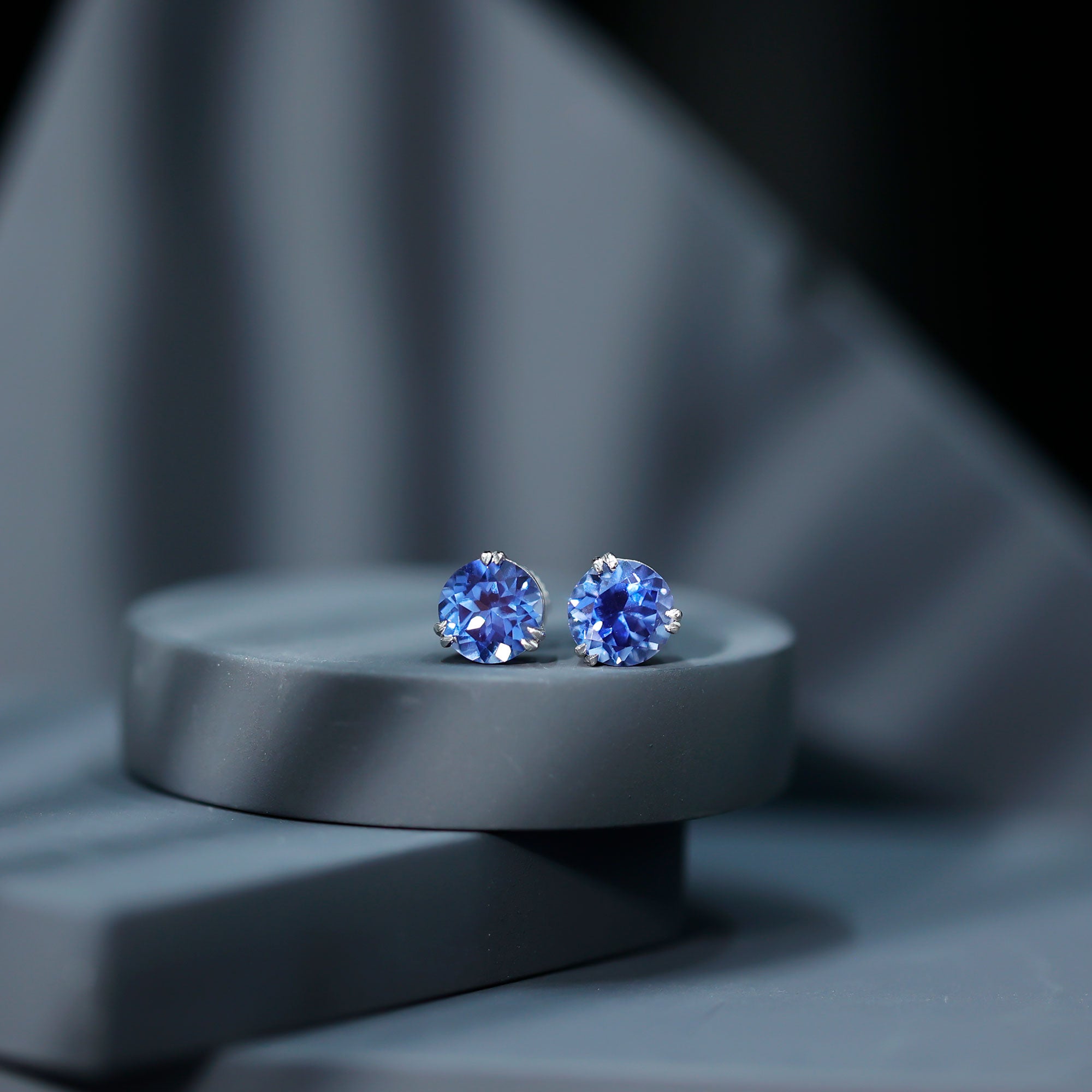 5 Carat Lab Created Blue Sapphire Solitaire Stud Earrings AAAA - Rosec Jewels