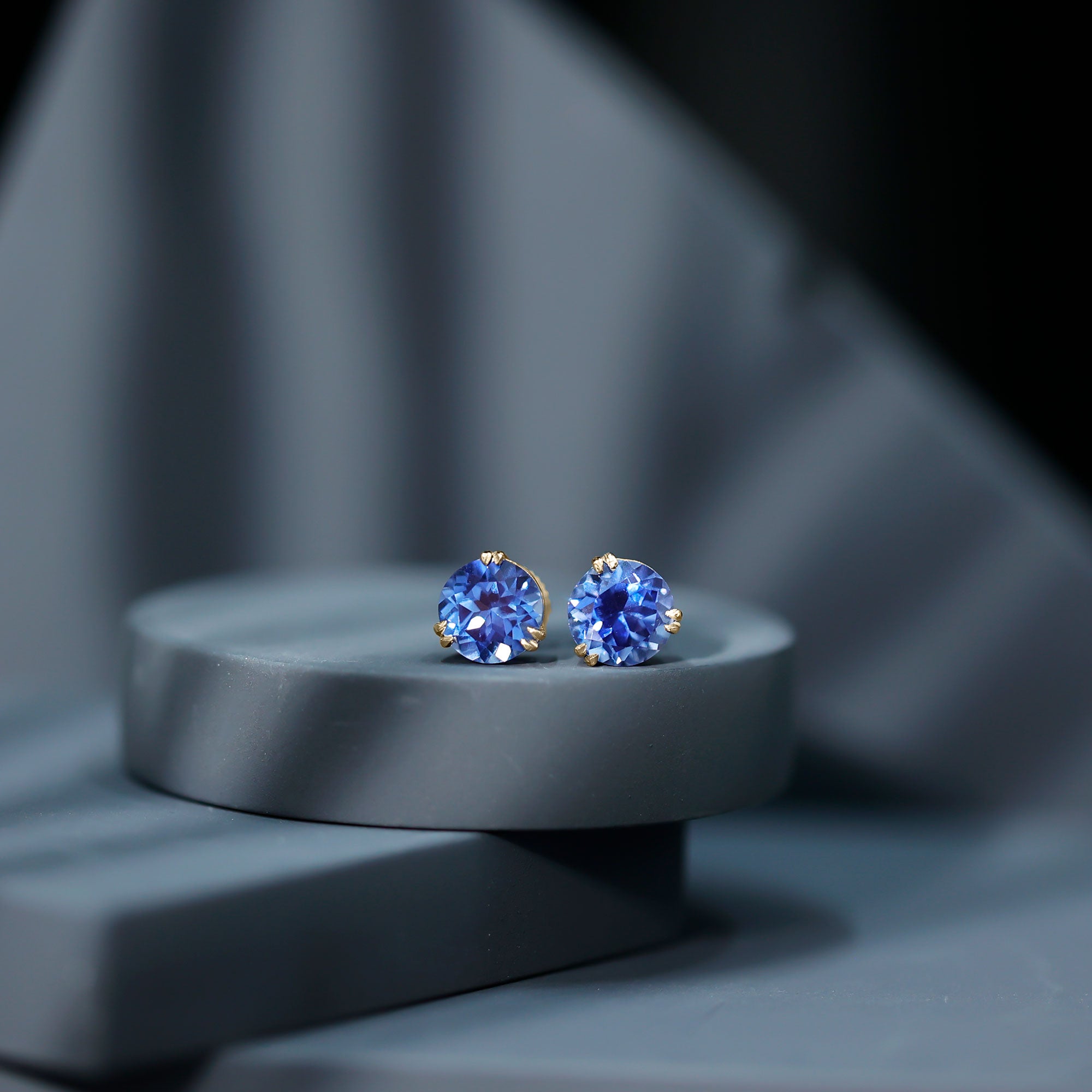 5 Carat Lab Created Blue Sapphire Solitaire Stud Earrings AAAA - Rosec Jewels