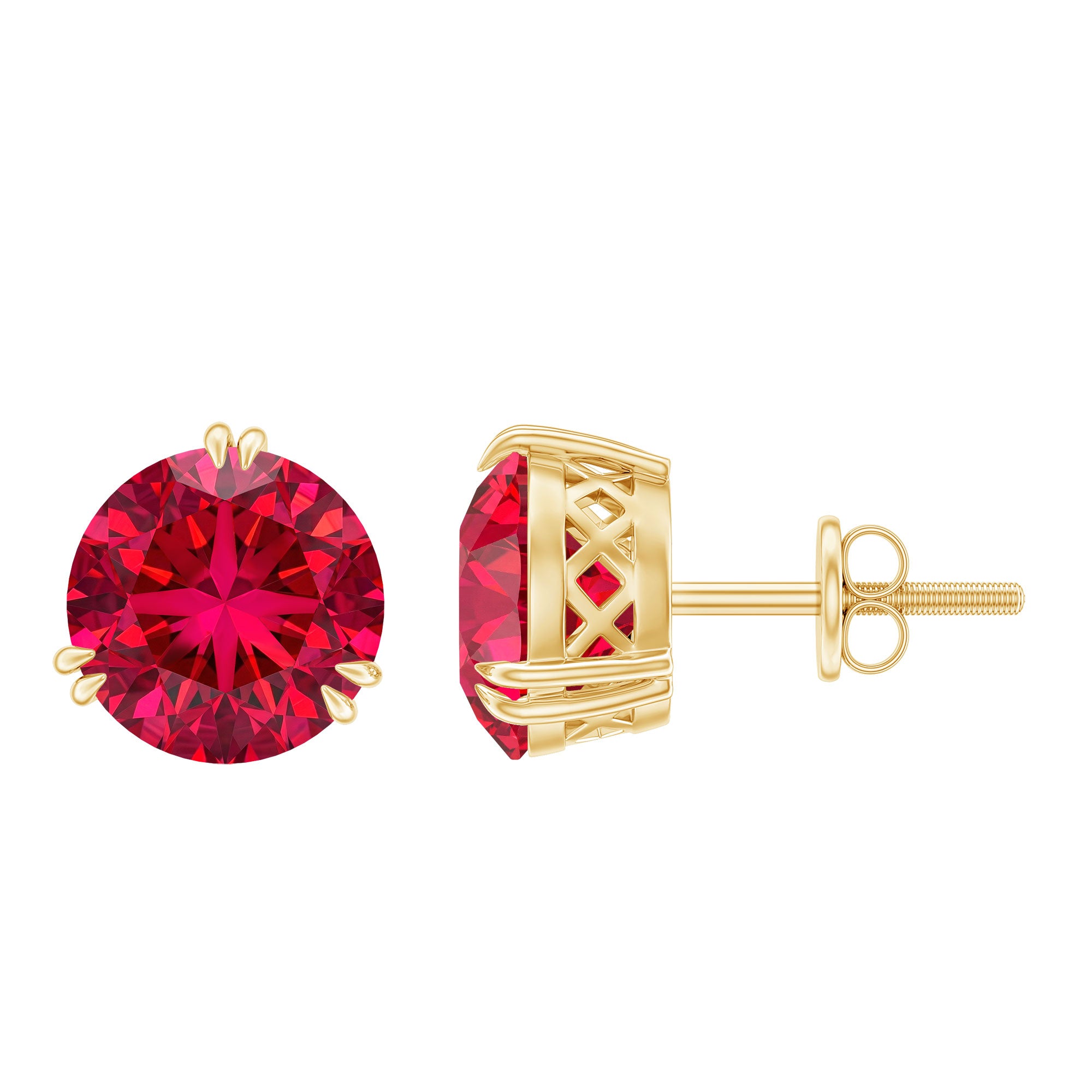 4.7 Carat Lab Created Ruby Solitaire Stud Earrings for Women AAAA - Rosec Jewels