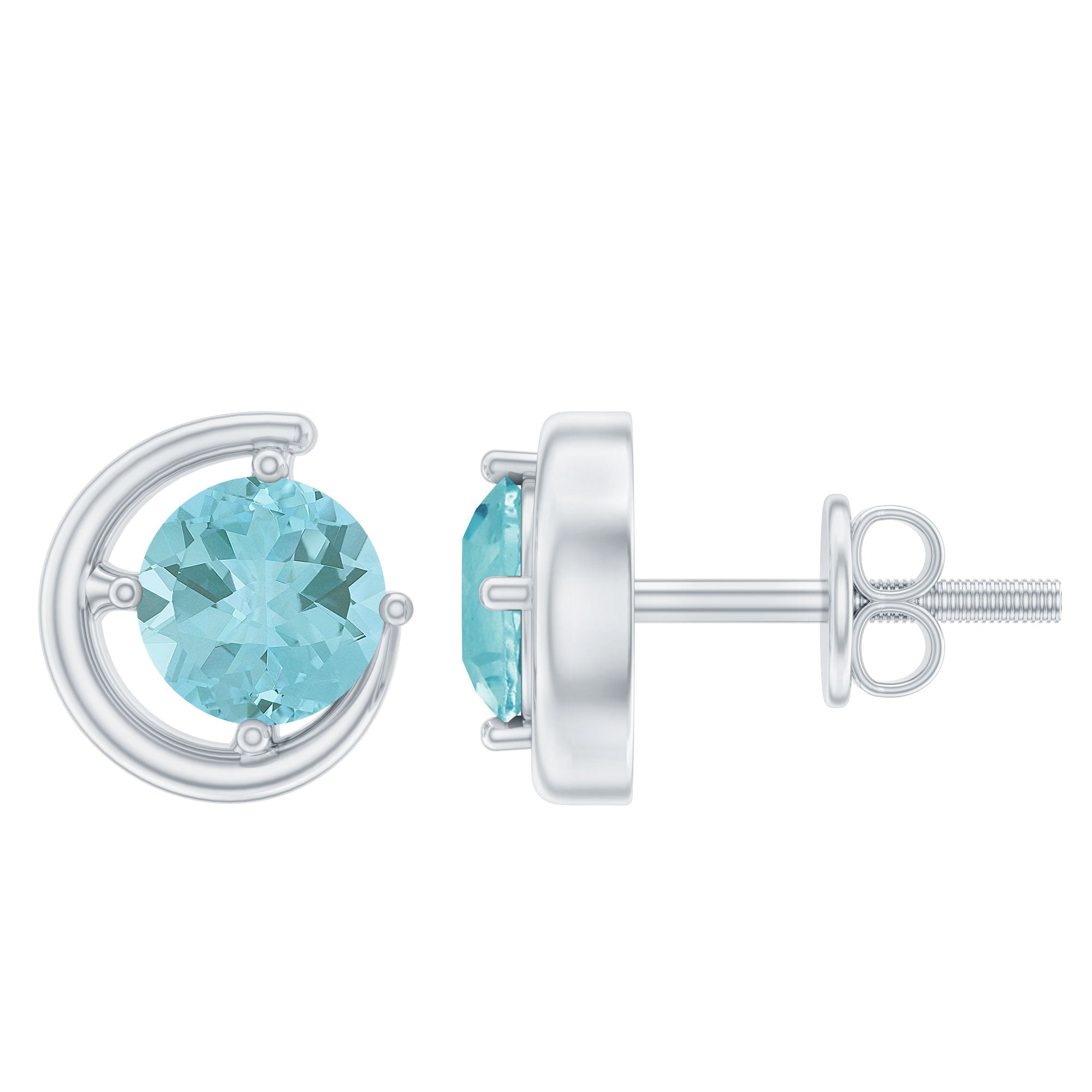 5 MM Round Sky Blue Topaz Simple Solitaire Stud Earrings in Prong Setting