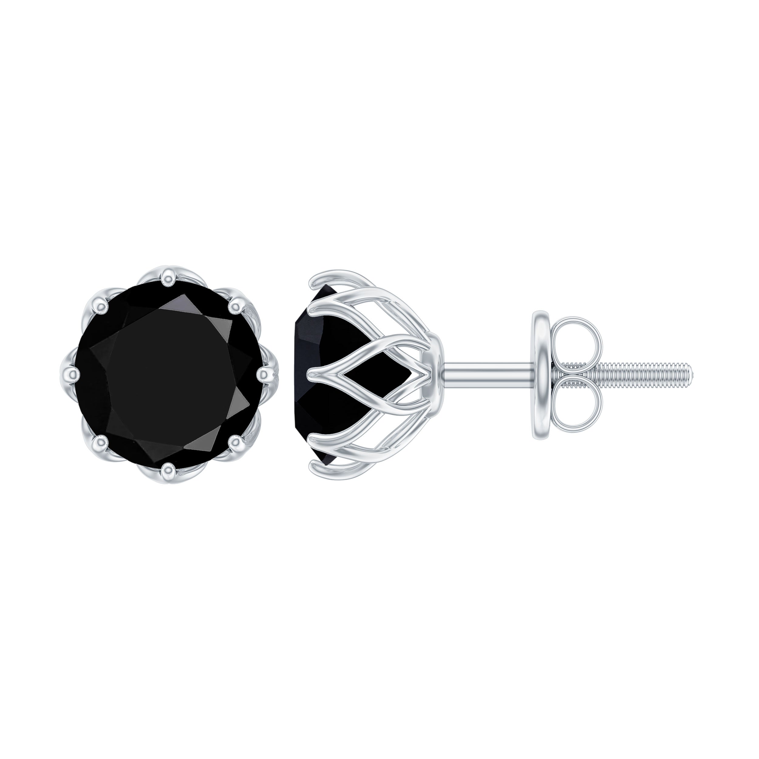 Natural 7mm Black Onyx Earrings with Screw Back