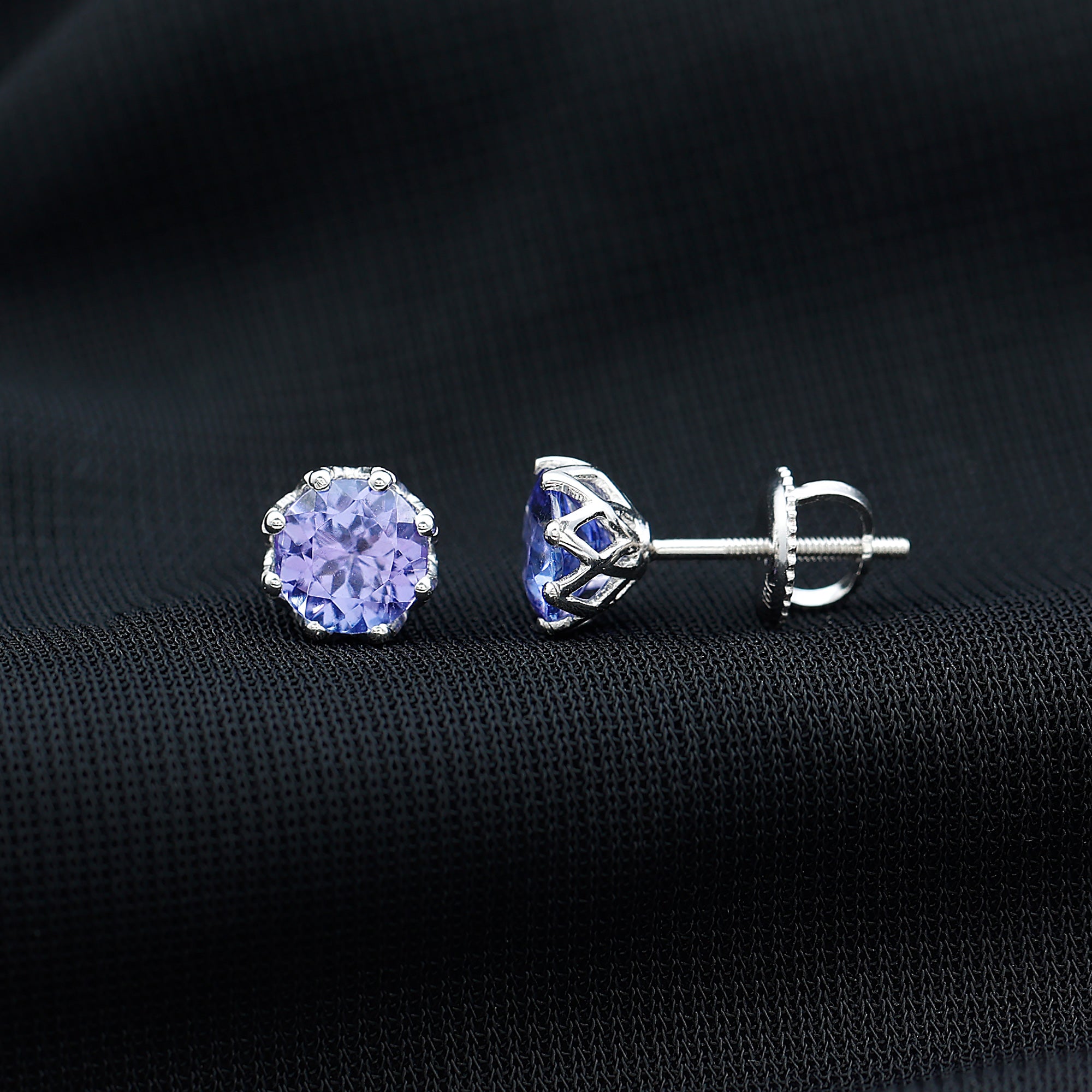 1 Carat Tanzanite Studs AAA - Rosec Jewels