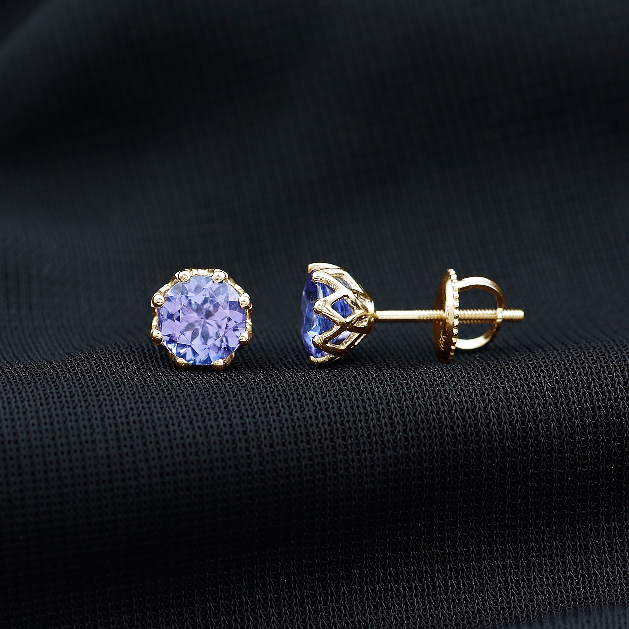 1 Carat Tanzanite Studs AAA - Rosec Jewels