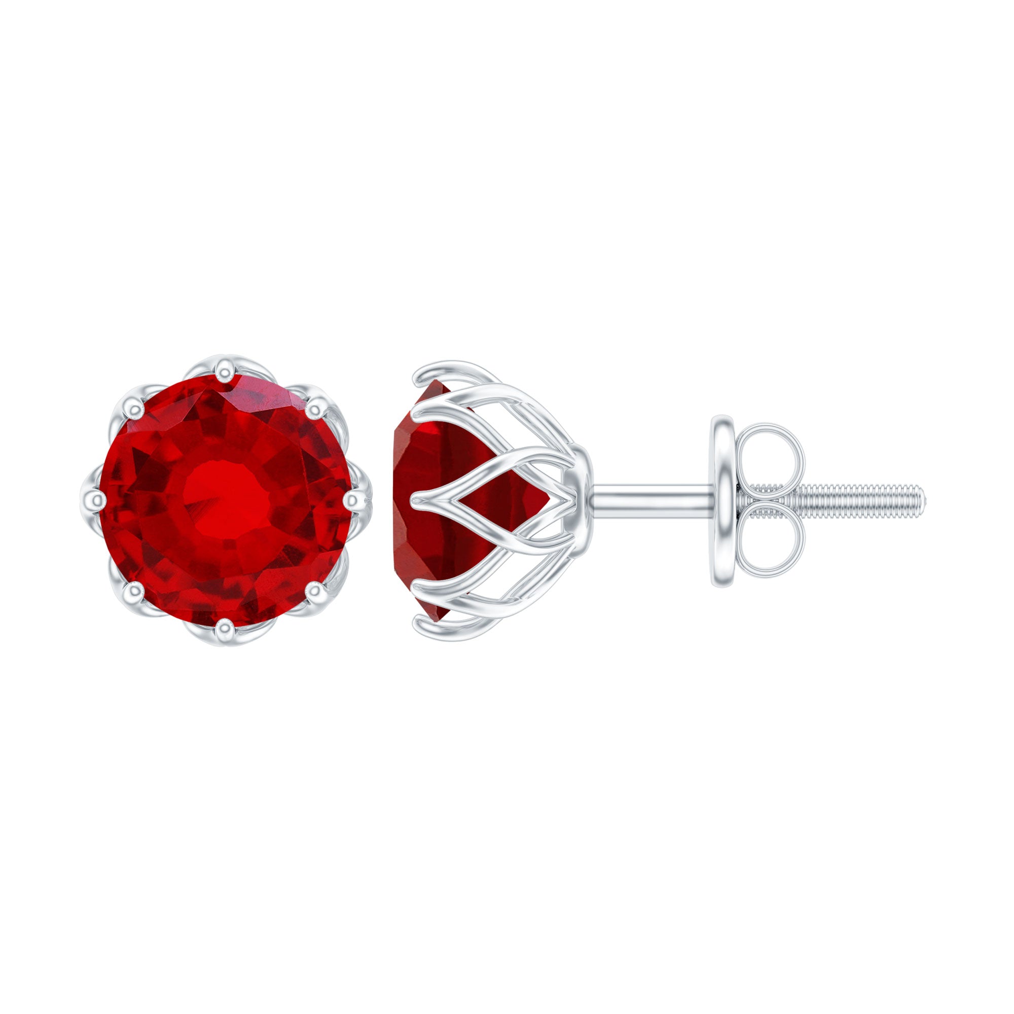 6MM Decorative Created Ruby Solitaire Stud Earrings