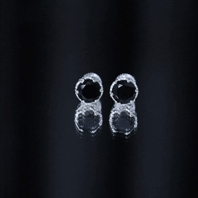Vintage Lab Created Black Diamond Stud Earrings For Women AAAA ( Synthetic ) - Rosec Jewels