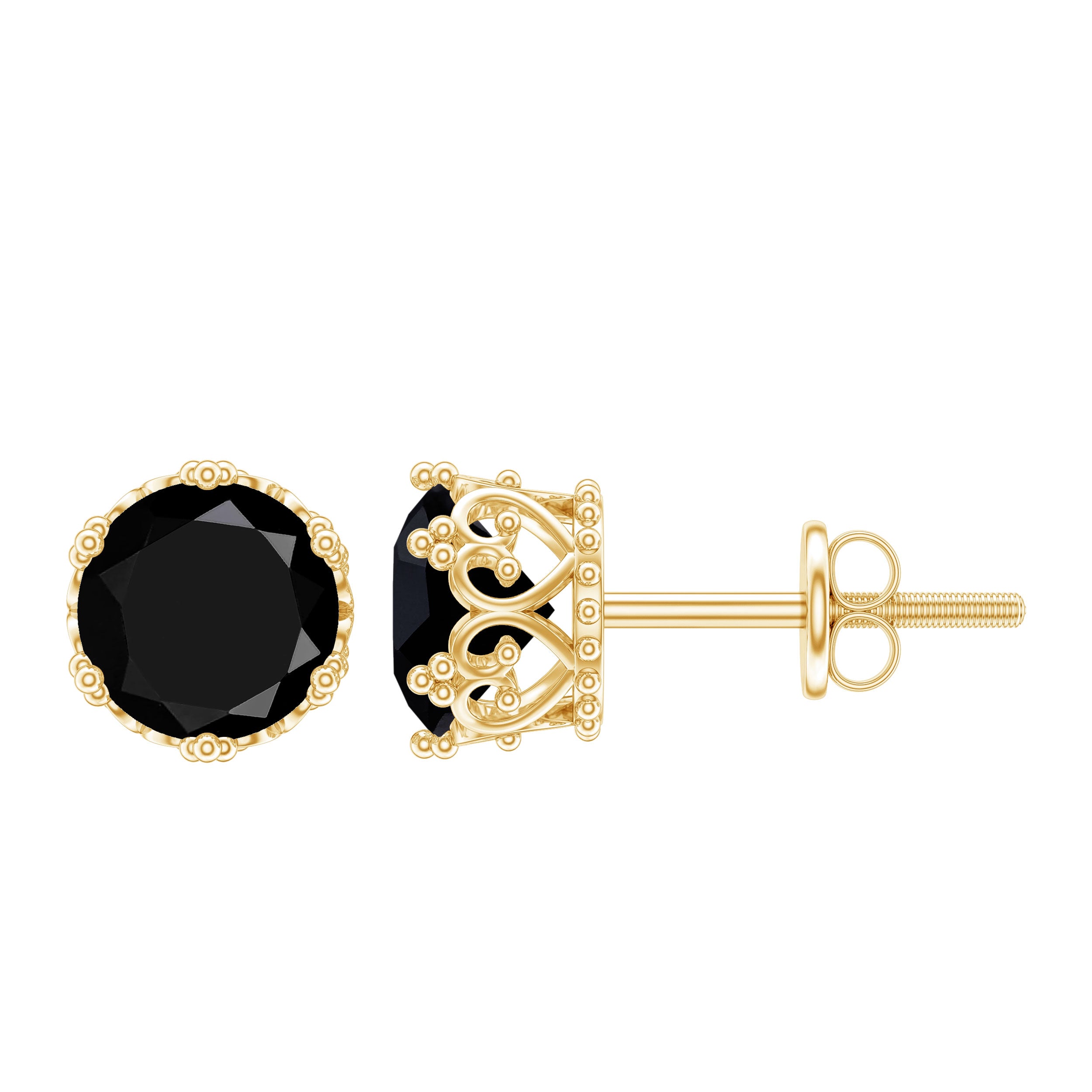 Vintage Lab Created Black Diamond Stud Earrings For Women AAAA ( Synthetic ) - Rosec Jewels