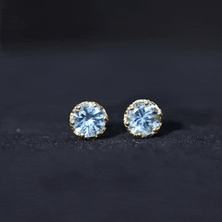 1.5 Carat Genuine Aquamarine Crown Stud Earrings AAA - Rosec Jewels