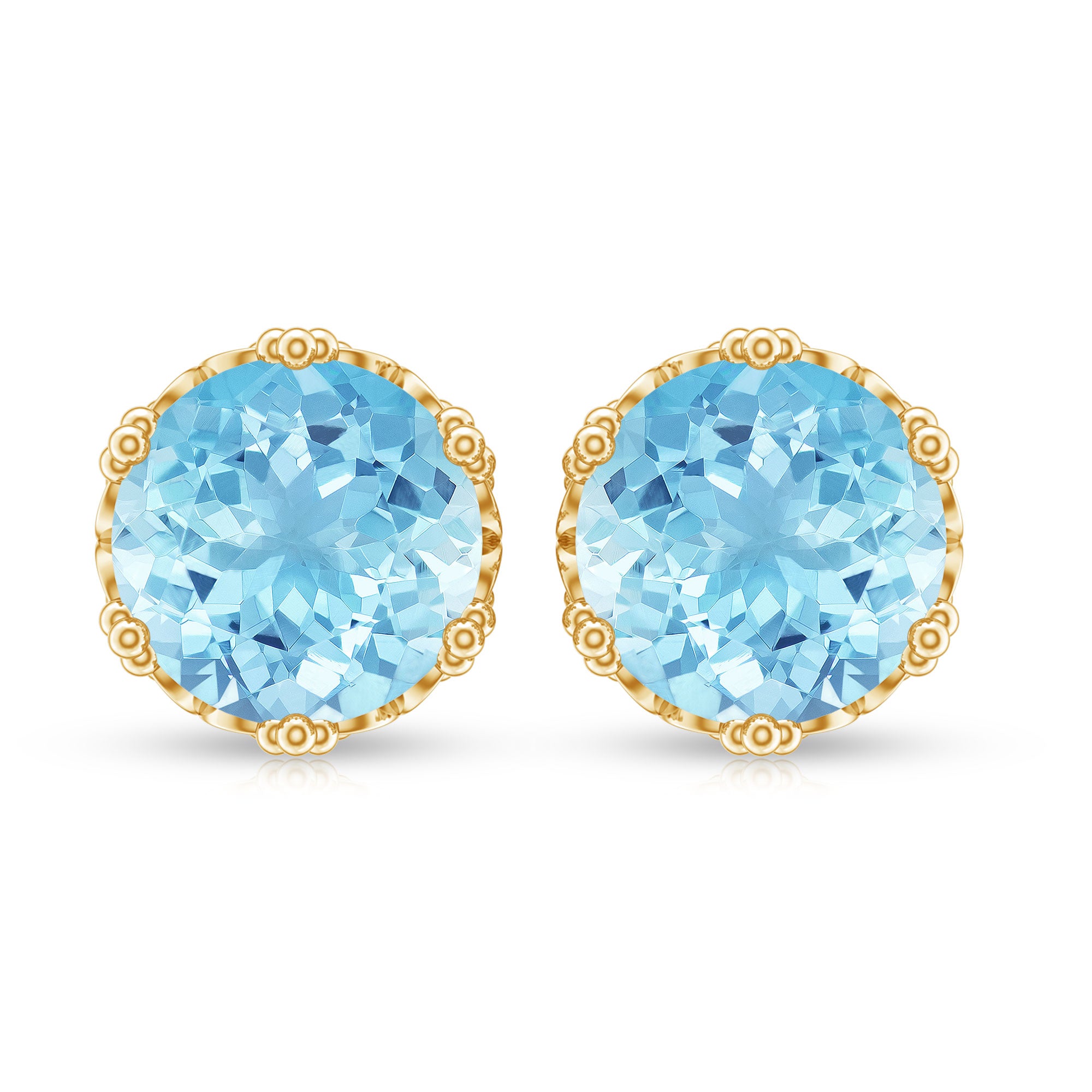 1.5 Carat Genuine Aquamarine Crown Stud Earrings AAA - Rosec Jewels