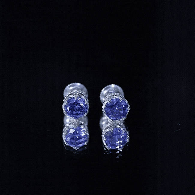 2 Carat Solitaire Lab Created Blue Sapphire Crown Stud Earrings AAAA - Rosec Jewels
