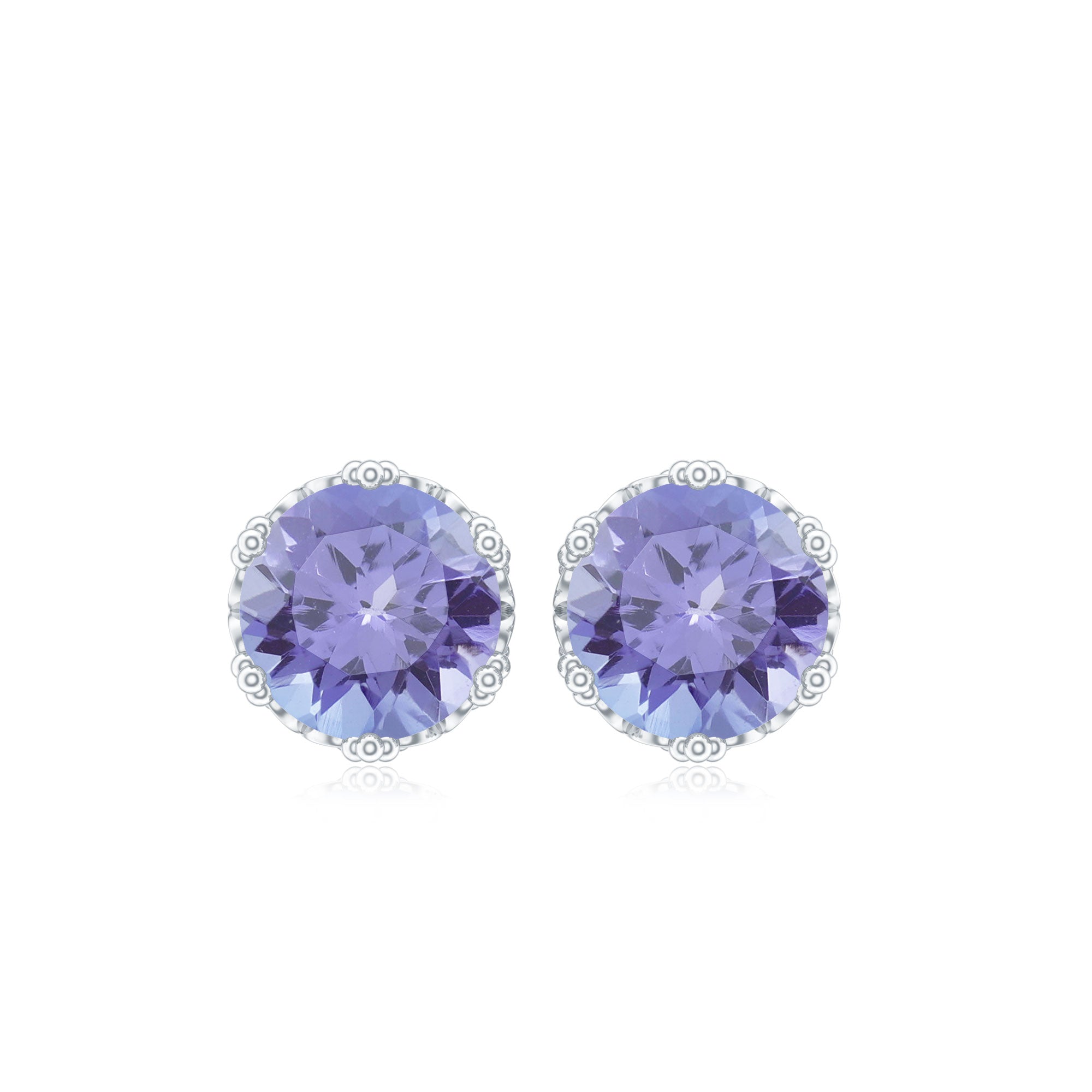 Natural 1 Carat Tanzanite Crown Stud Earrings with Screw Back AAA - Rosec Jewels