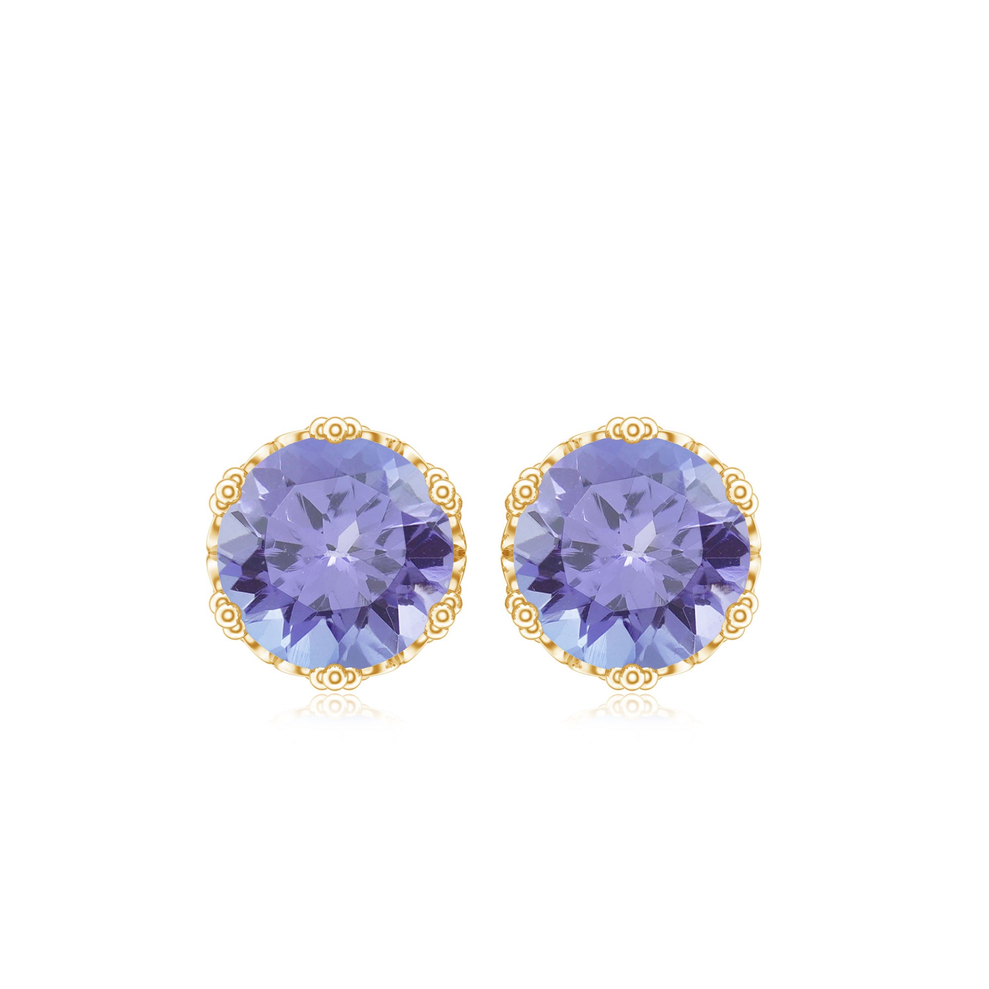 Natural 1 Carat Tanzanite Crown Stud Earrings with Screw Back AAA - Rosec Jewels
