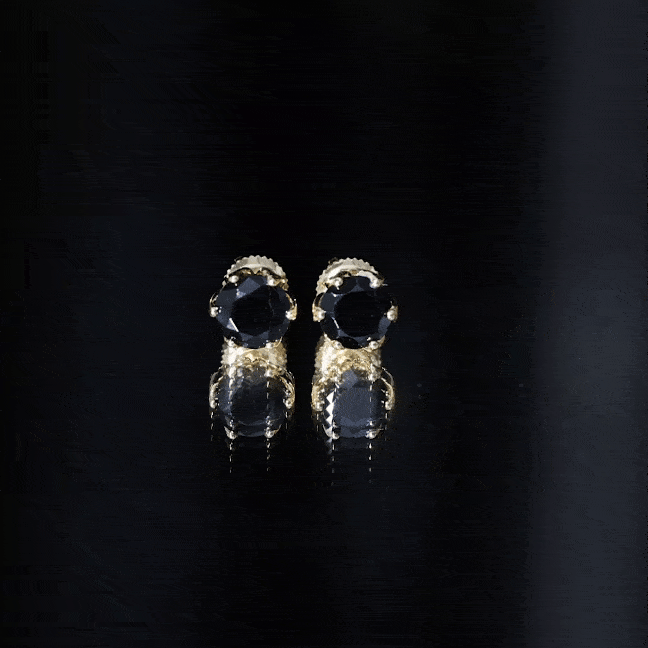 2.4 Carat Round Cut Black Onyx Solitaire Stud Earrings AAA - Rosec Jewels