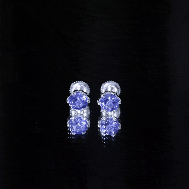 1 Carat Round Cut Tanzanite Solitaire Stud Earrings for Women AAA - Rosec Jewels