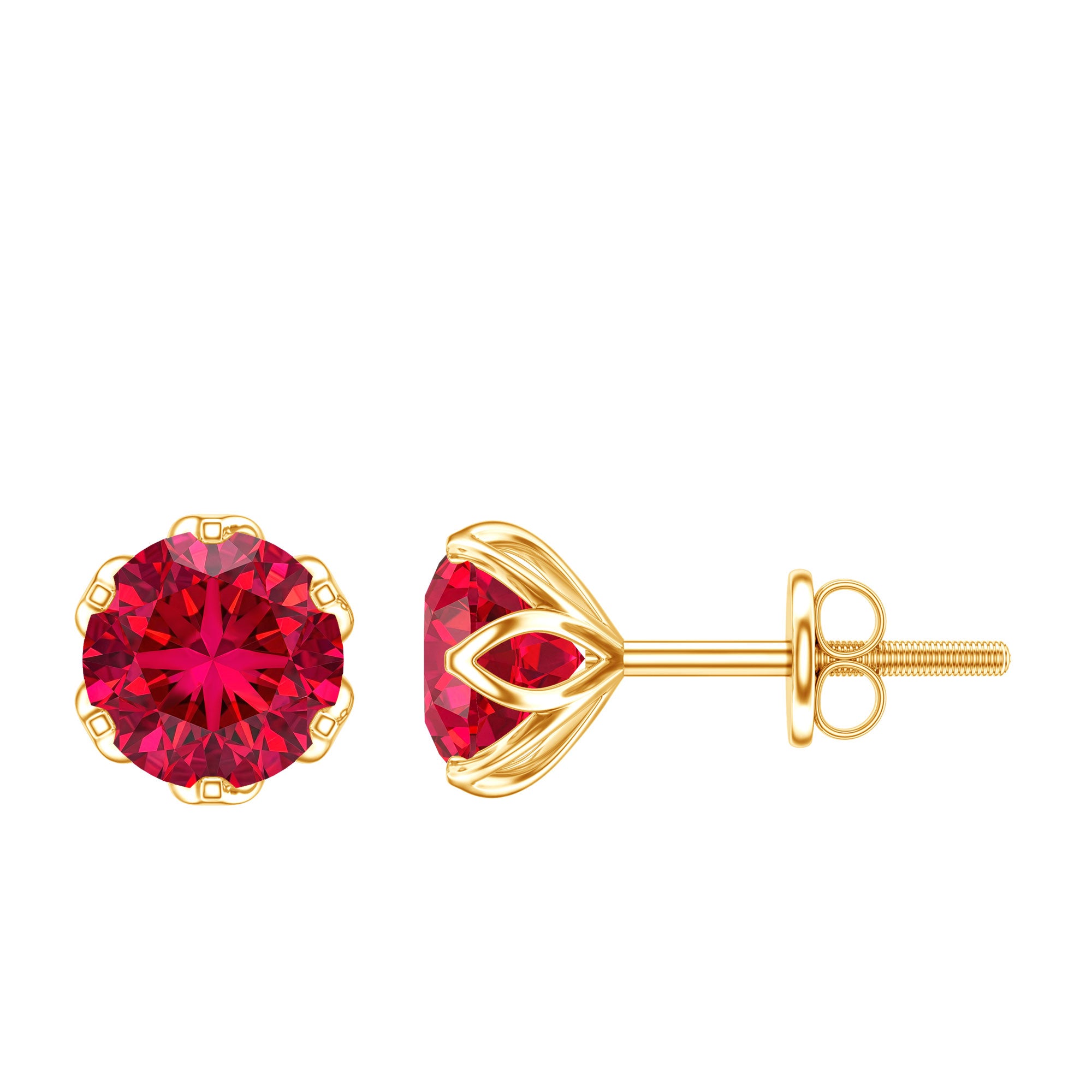 2.7 Carat Round Cut Lab Created Ruby Stud Earrings for Women AAAA - Rosec Jewels