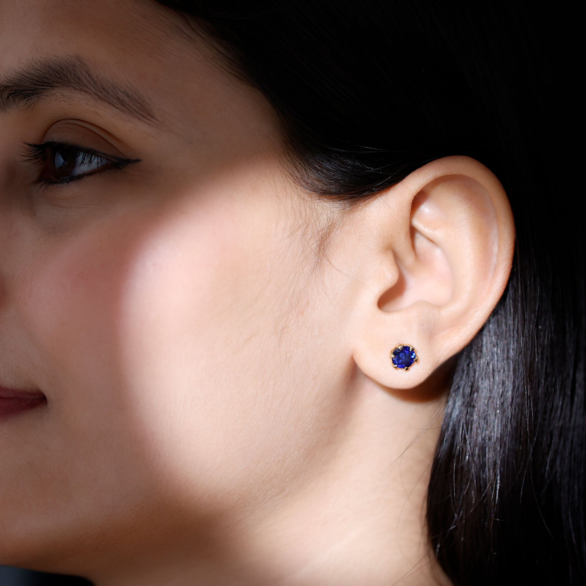 2 Carat Round Cut Lab Created Blue Sapphire Solitaire Stud Earrings AAAA - Rosec Jewels