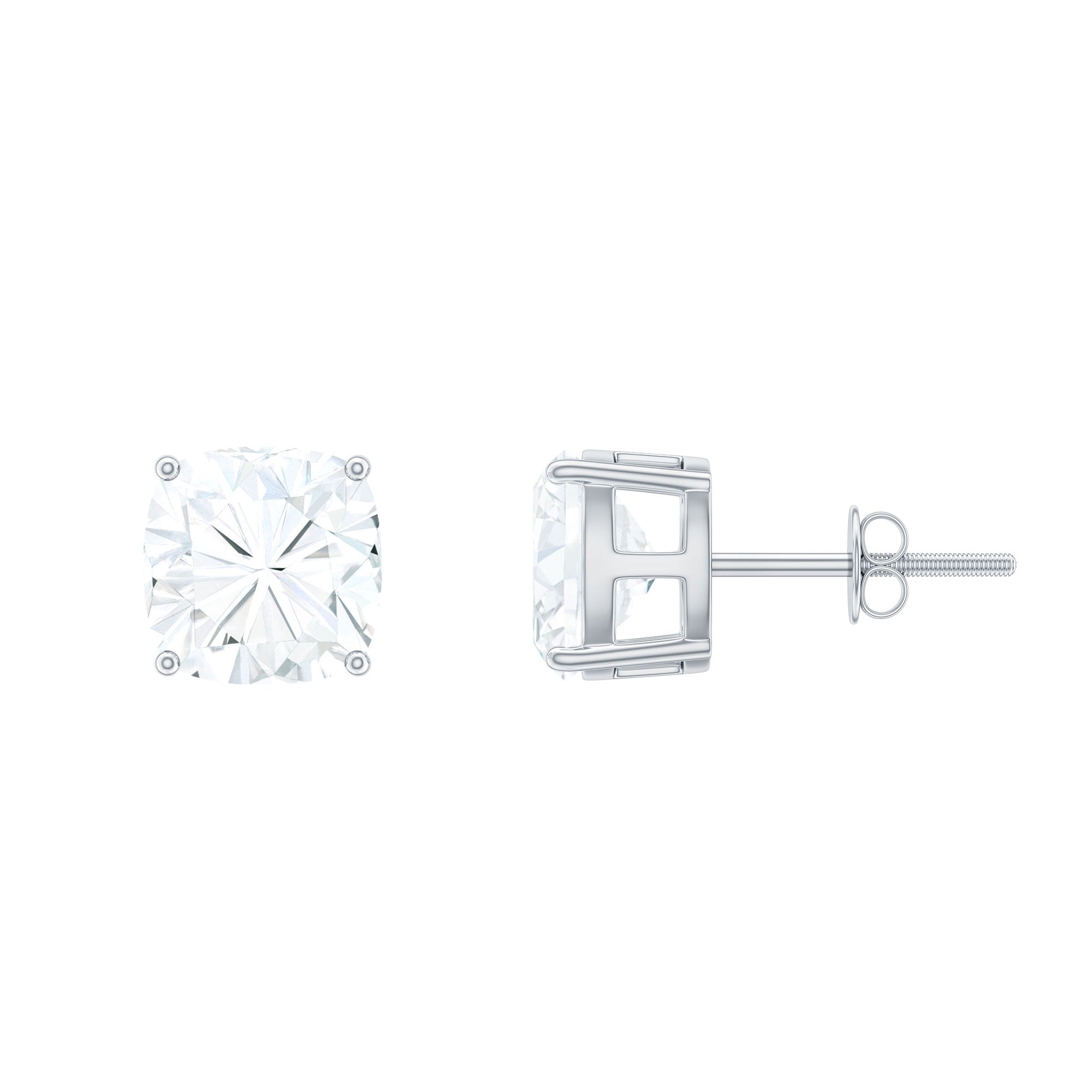 6.25 CT Cushion Cut Moissanite Solitaire Stud Earrings
