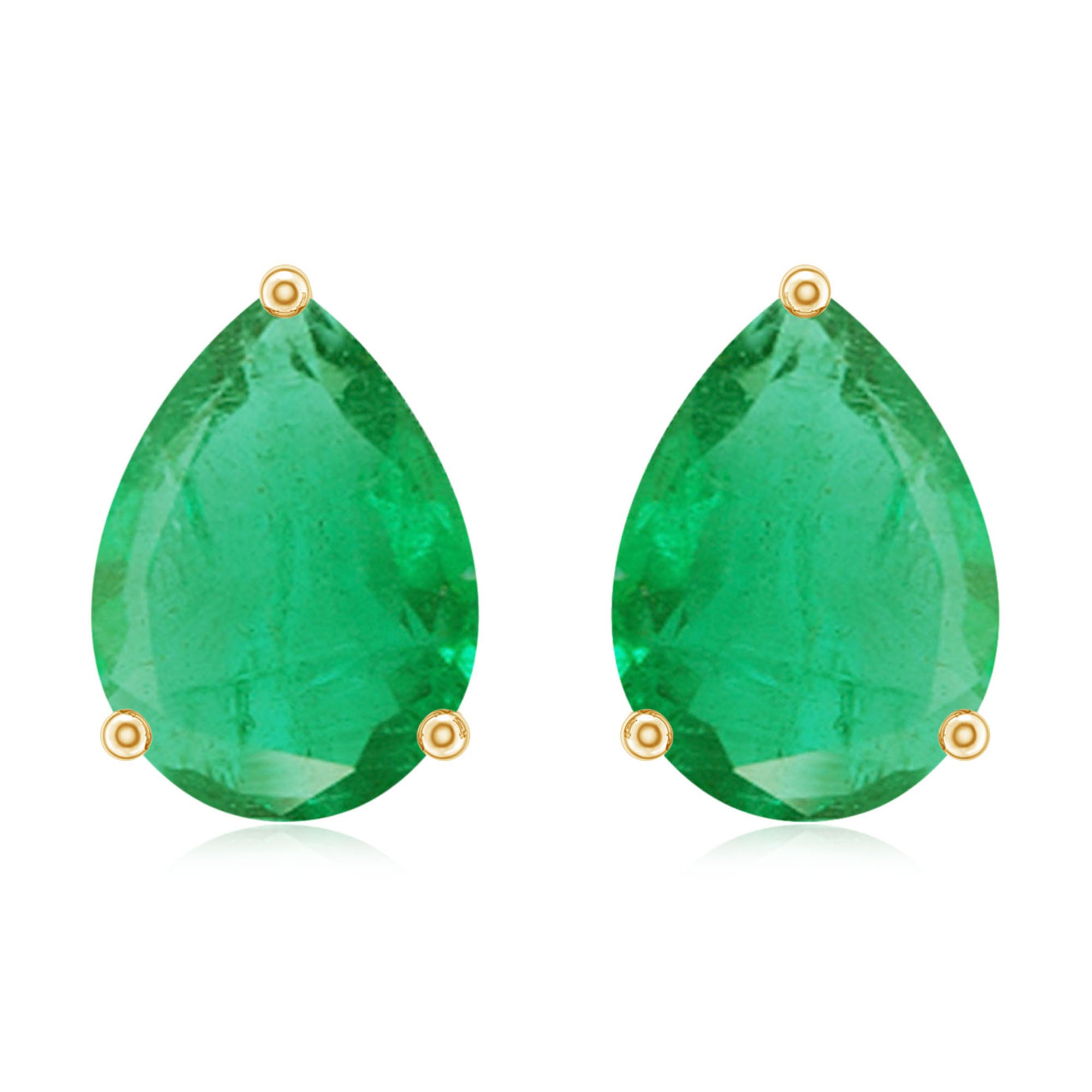 1.3 Carat Pear Cut Emerald Solitaire Stud Earrings AAA - Rosec Jewels