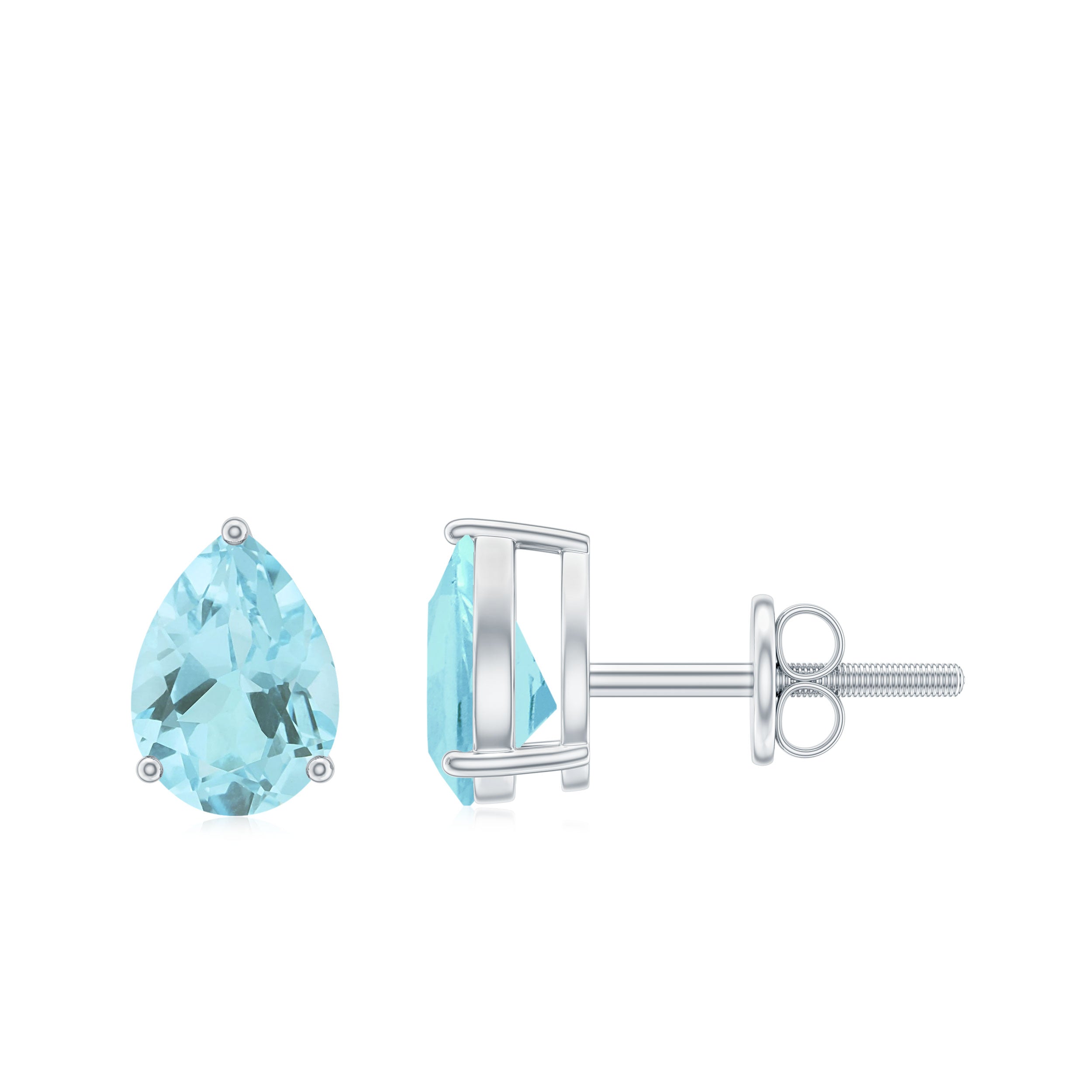1.25 CT Pear Cut Sky Blue Topaz Solitaire Stud Earrings