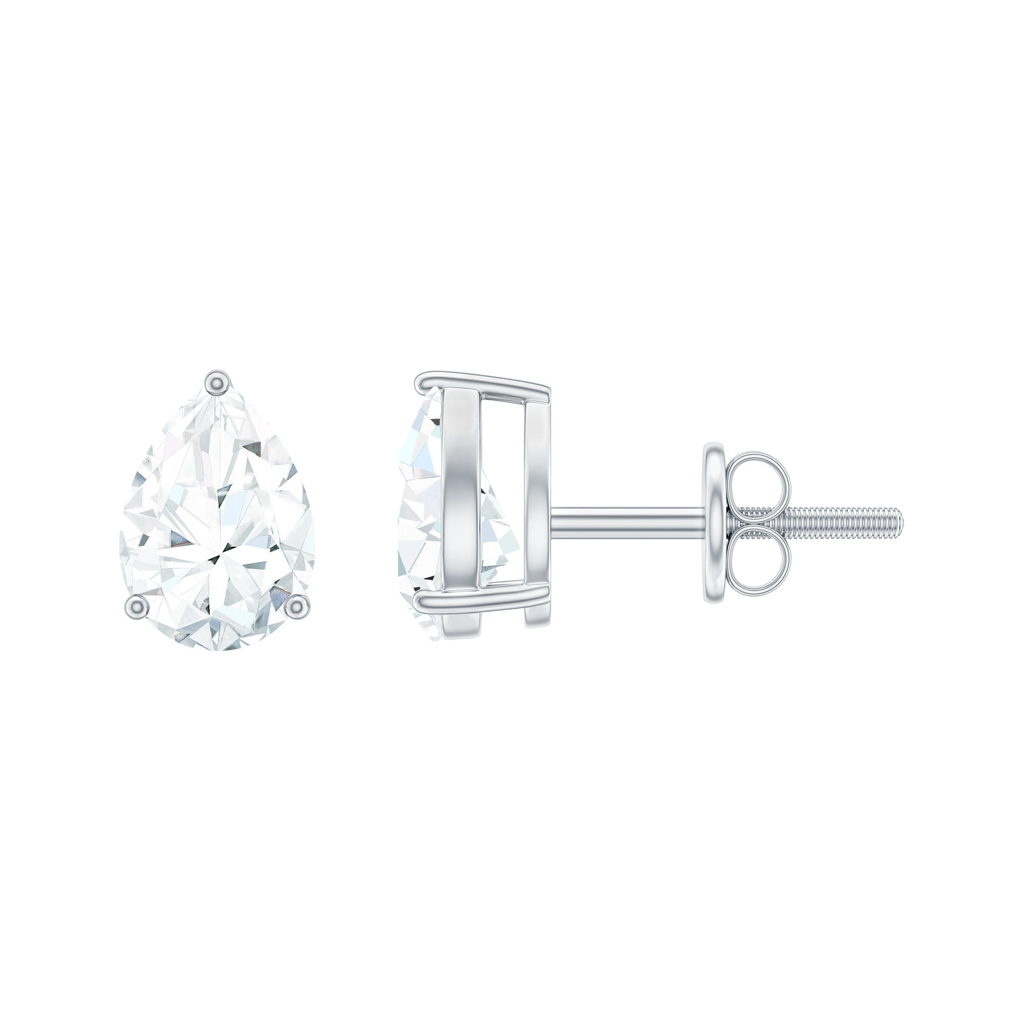 Boucles d'oreilles solitaires en moissanite taille poire 5 x 7 mm