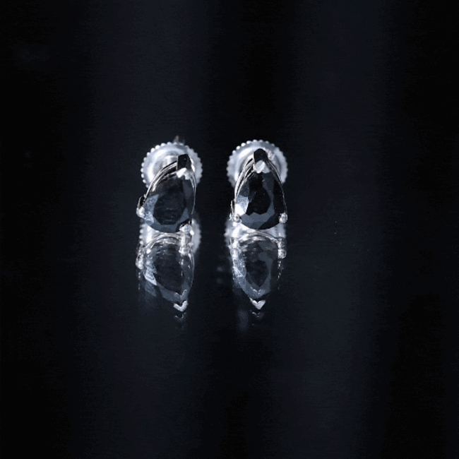 2 Carat Pear Shape Black Onyx Solitaire Stud Earrings AAA - Rosec Jewels