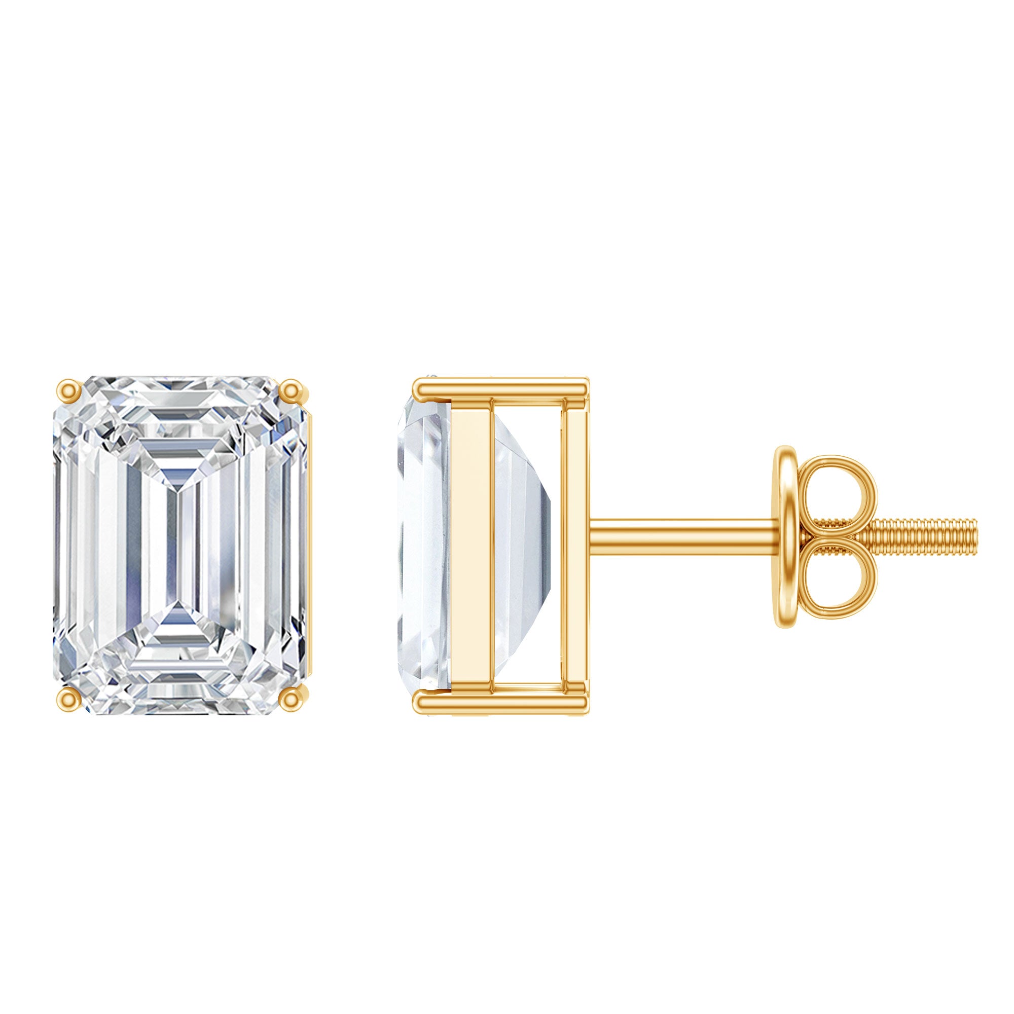 Certified Moissanite Emerald Cut Stud Earrings For Women D-VS1 - Rosec Jewels