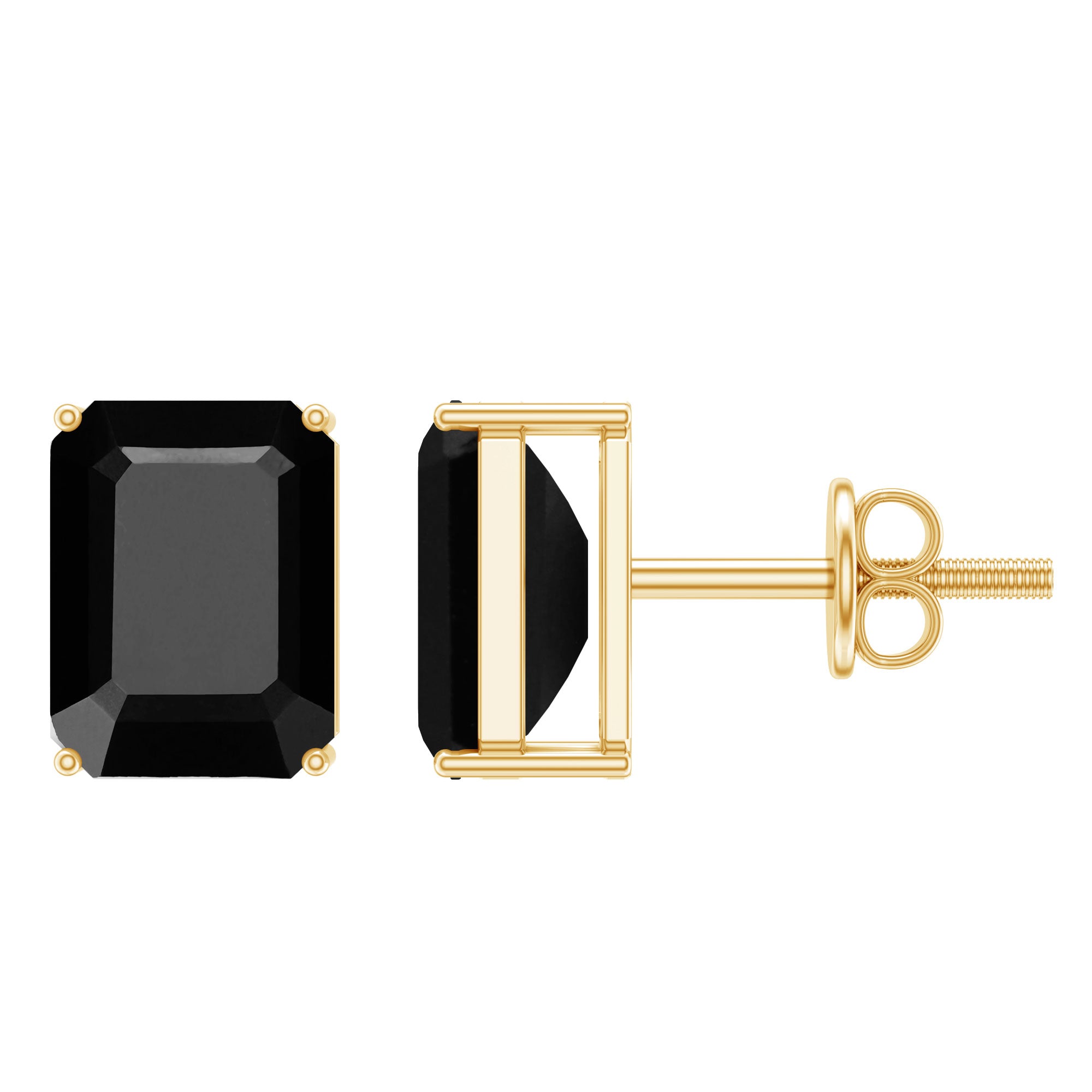 3.36 Carat Lab Created Black Diamond Emerald Cut Stud Earrings AAAA ( Synthetic ) - Rosec Jewels