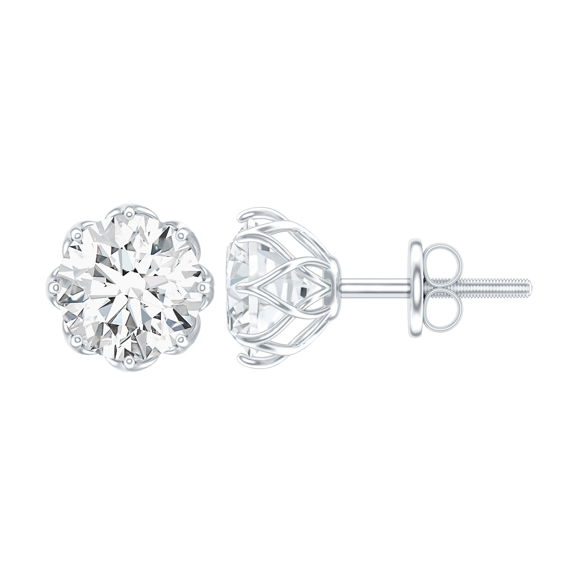 Certified Brilliant Cut 2 CT Moissanite Solitaire Stud Earrings