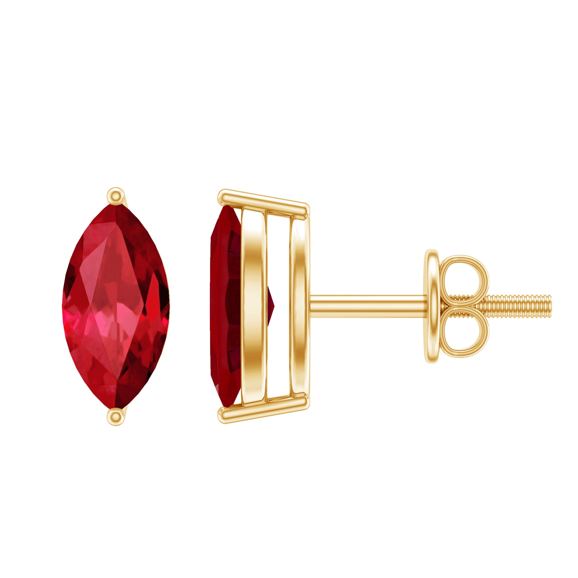 1.5 Carat Marquise Cut Lab Grown Ruby Stud Earrings AAAA - Rosec Jewels