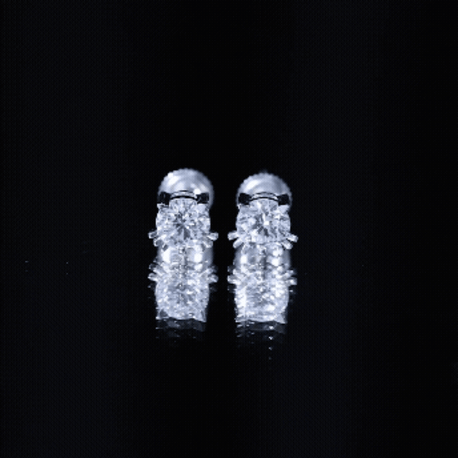 Natural Diamond Cat Stud Earrings Natural - ( HI-SI ) - Rosec Jewels