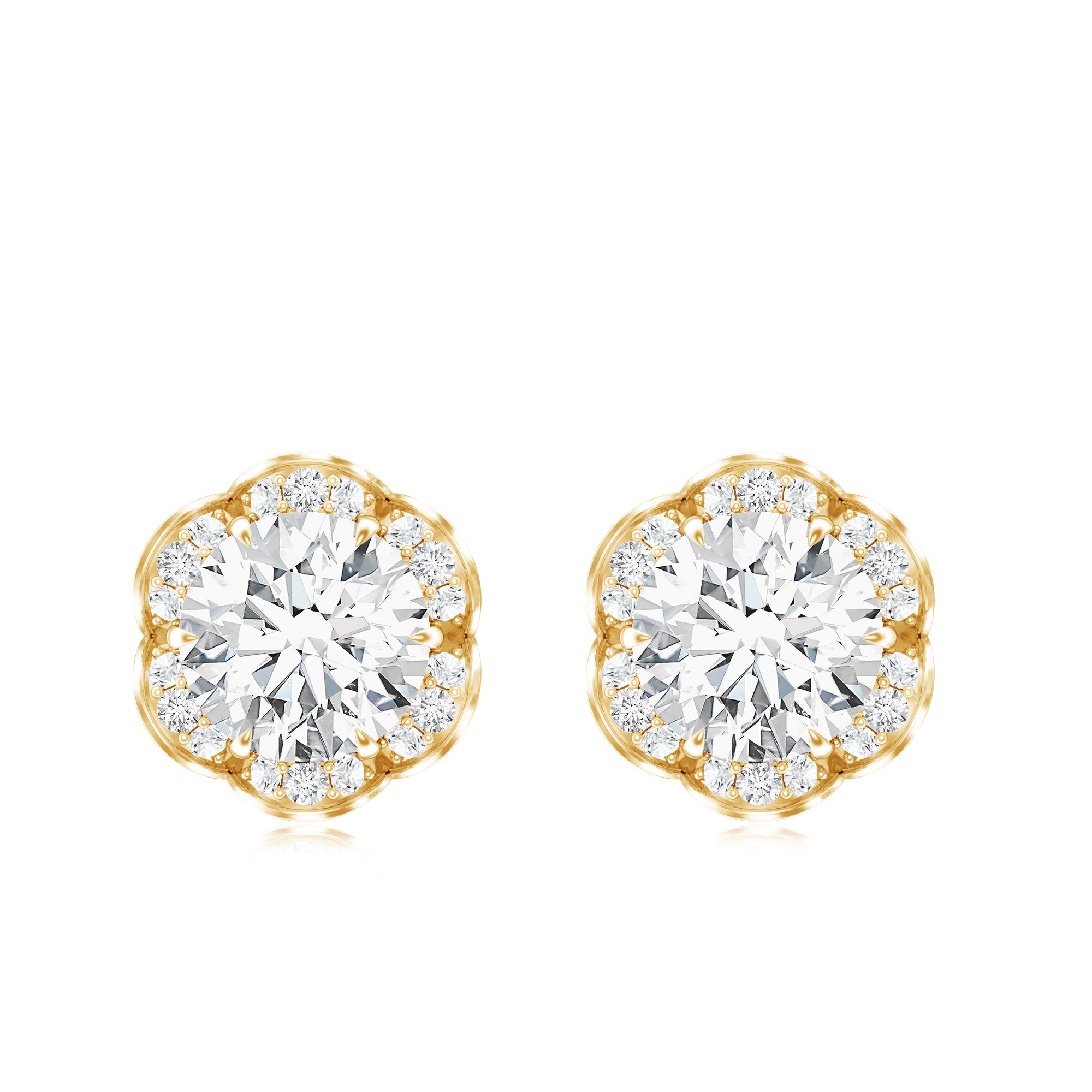 Certified 2 Carat Moissanite Flower Stud Earrings D-VS1 - Rosec Jewels