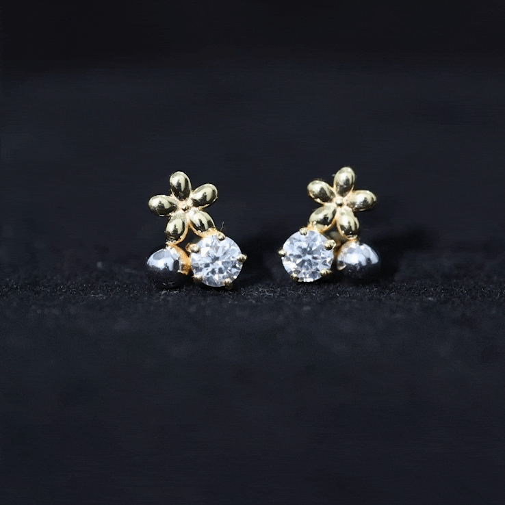Round Cut Moissanite Flower Stud Earrings with Screw Backs D-VS1 - Rosec Jewels