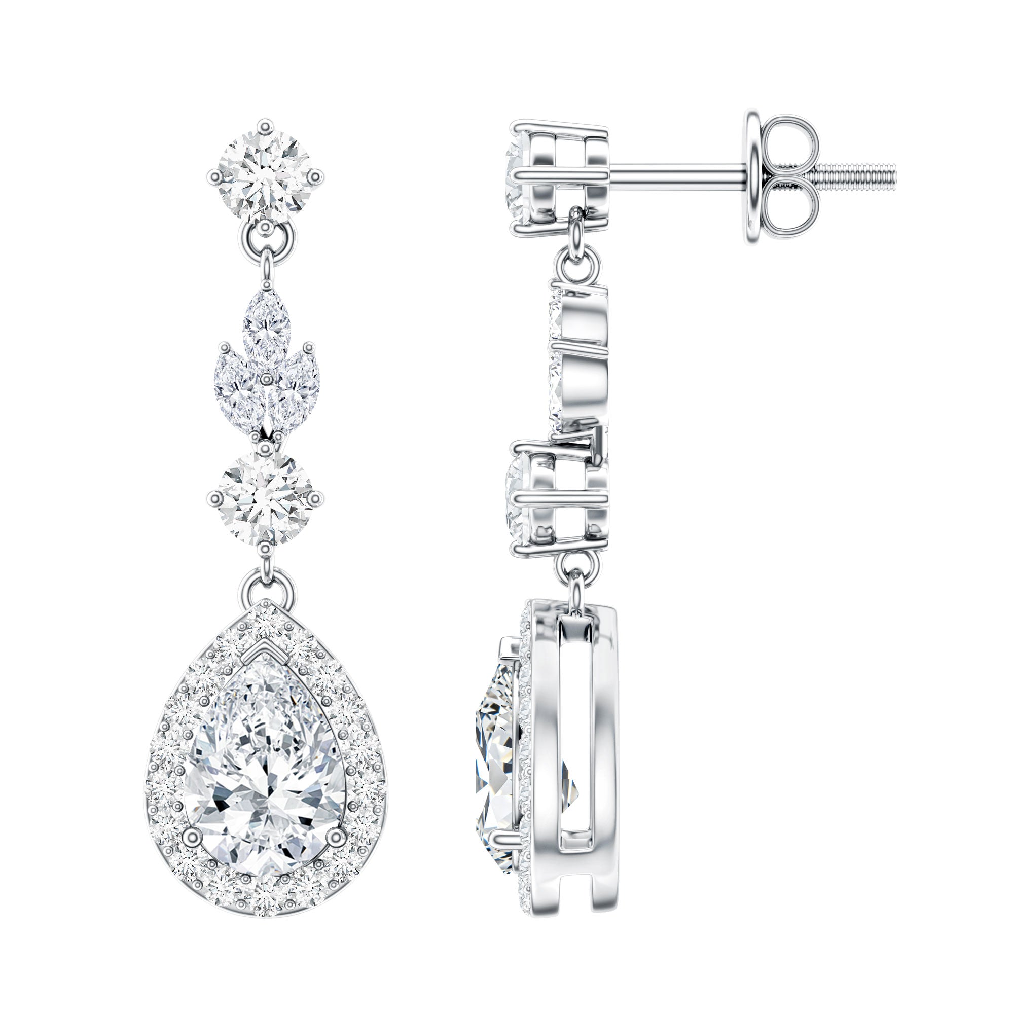 Certified Lab Grown Diamond Dangling Earrings Lab - ( EF-VS ) - Rosec Jewels