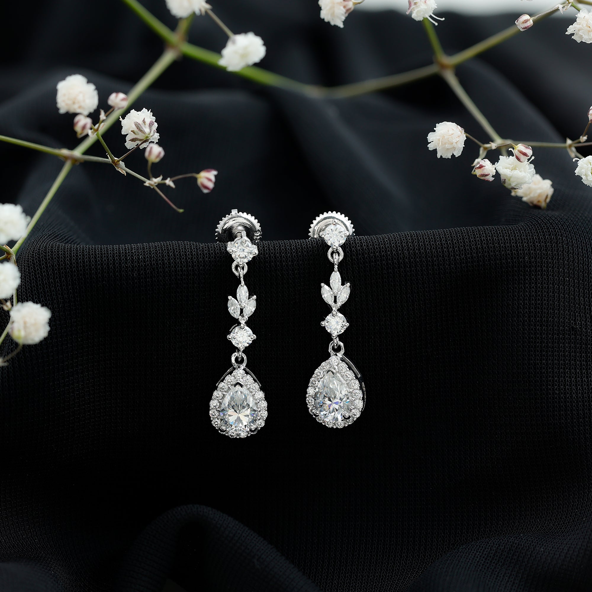 Certified Lab Grown Diamond Dangling Earrings Lab - ( EF-VS ) - Rosec Jewels