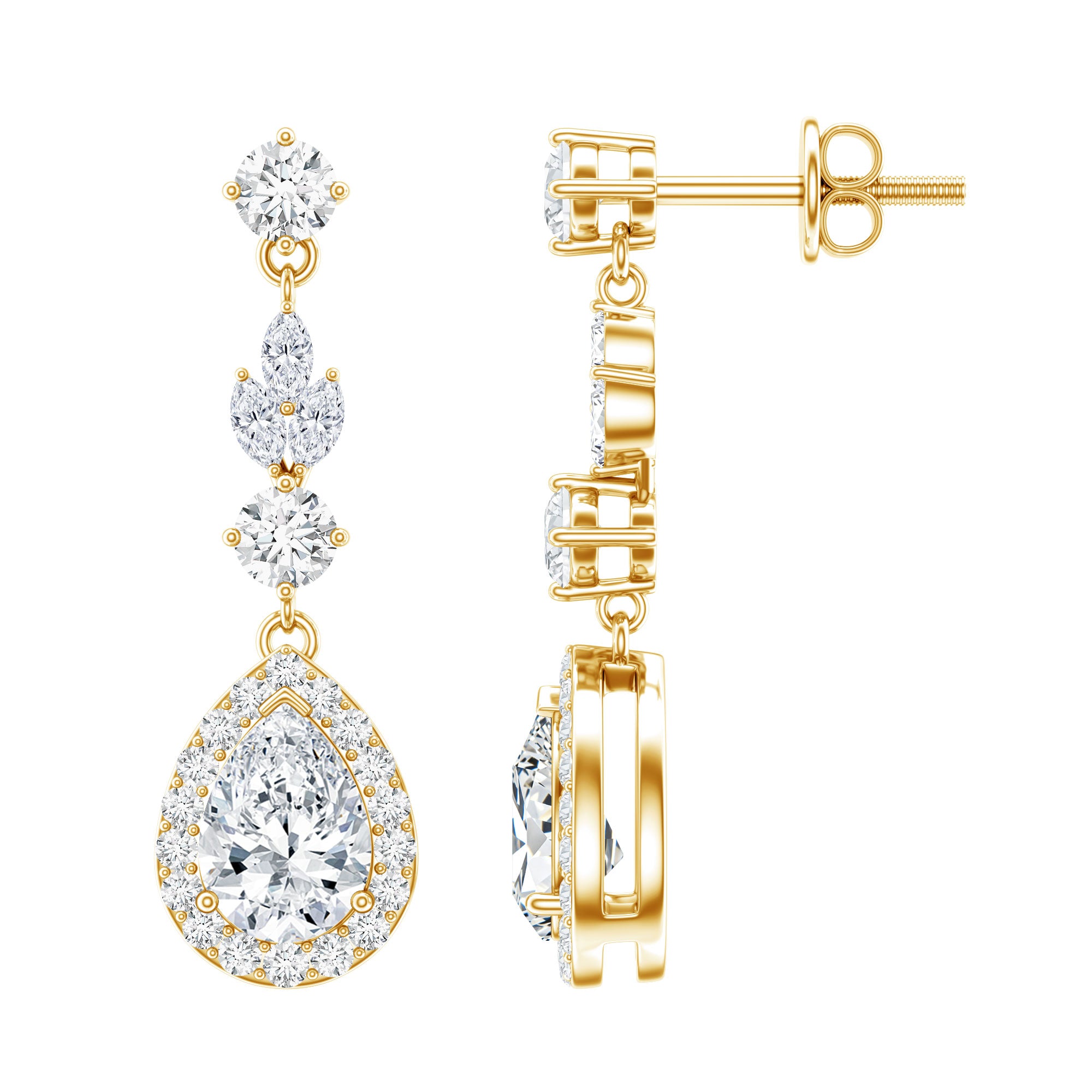 Certified Lab Grown Diamond Dangling Earrings Lab - ( EF-VS ) - Rosec Jewels