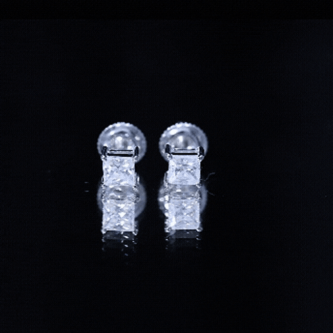 Certified Lab Created Diamond Square Earrings Lab - ( EF-VS ) - Rosec Jewels