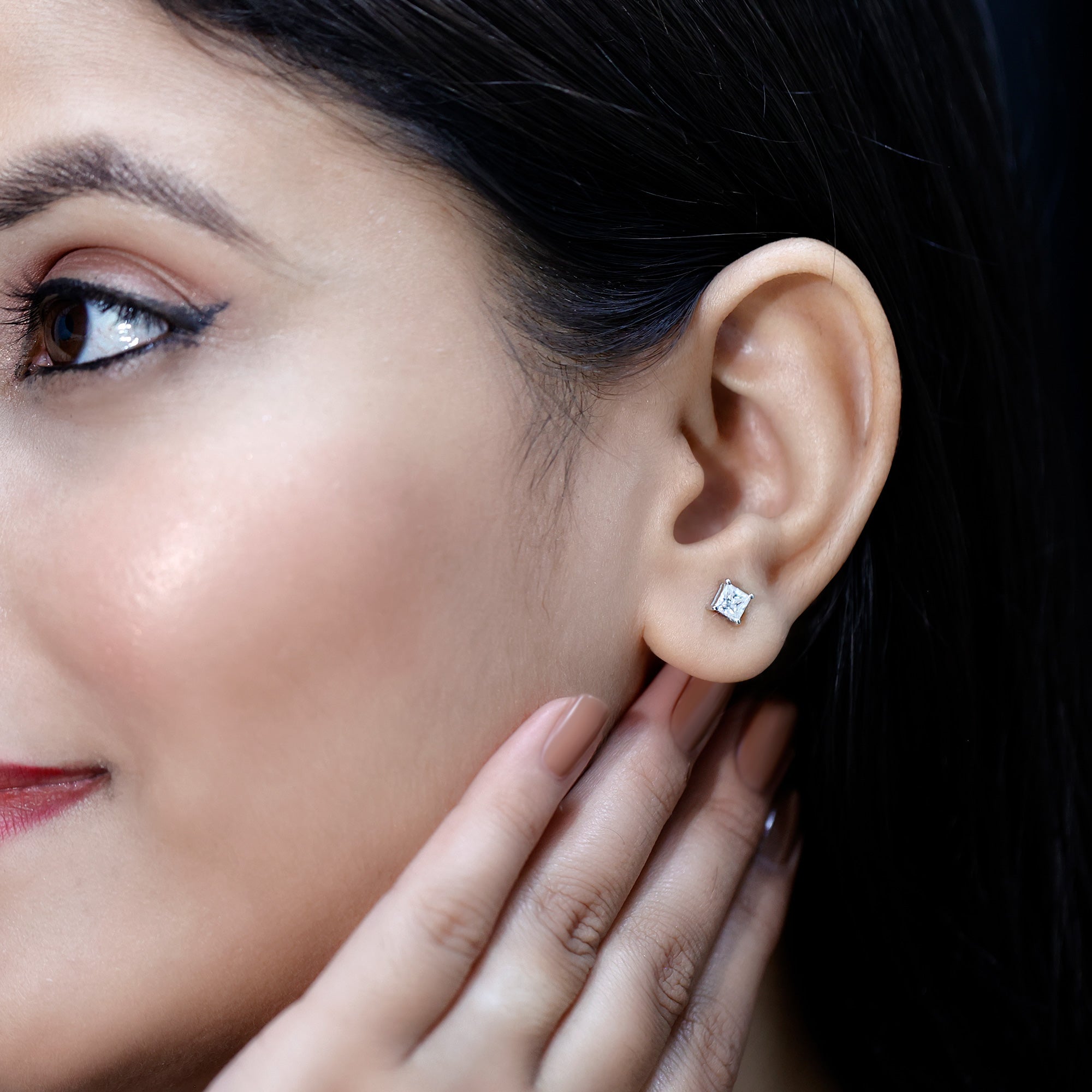 Certified Lab Created Diamond Square Earrings Lab - ( EF-VS ) - Rosec Jewels