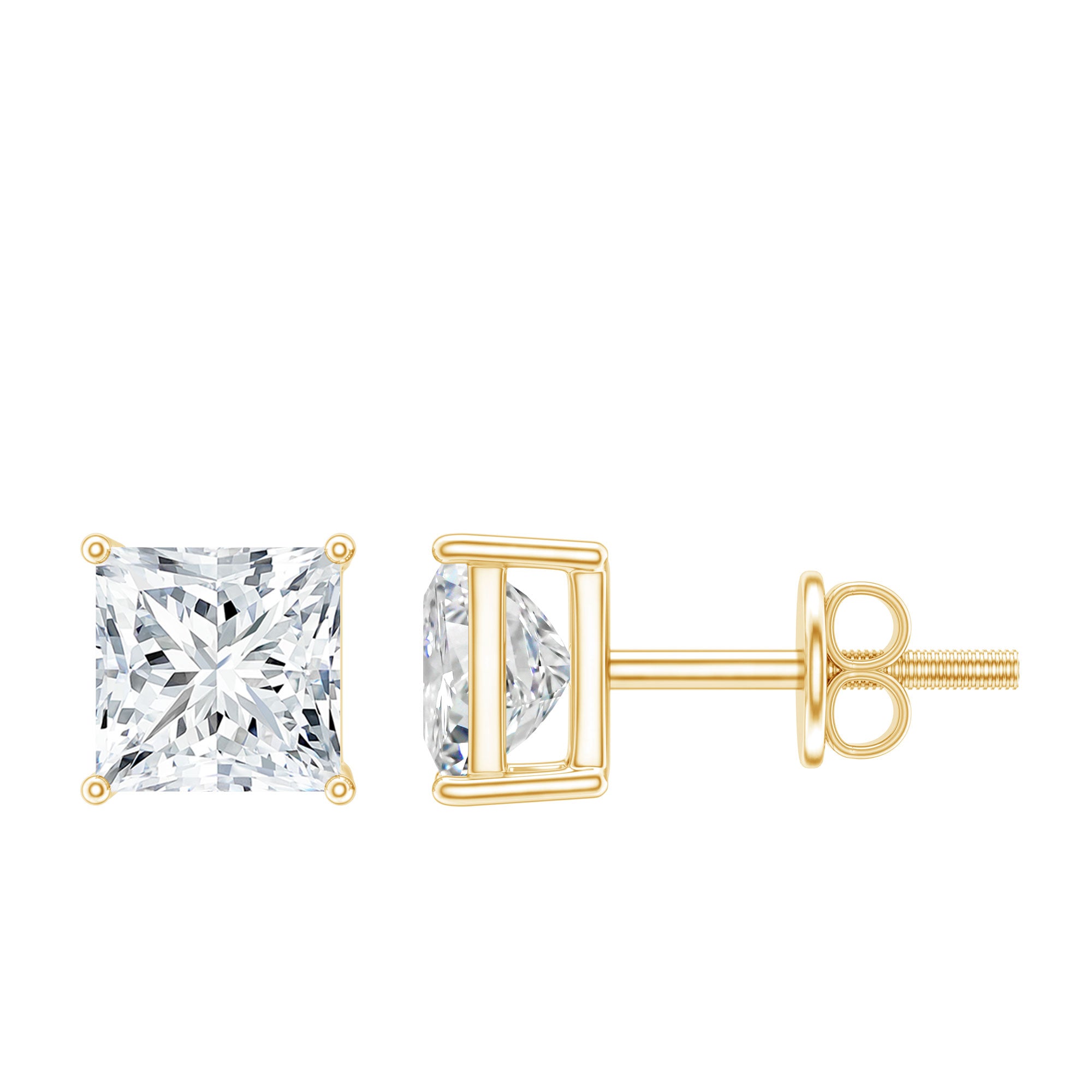 Certified Lab Created Diamond Square Earrings Lab - ( EF-VS ) - Rosec Jewels