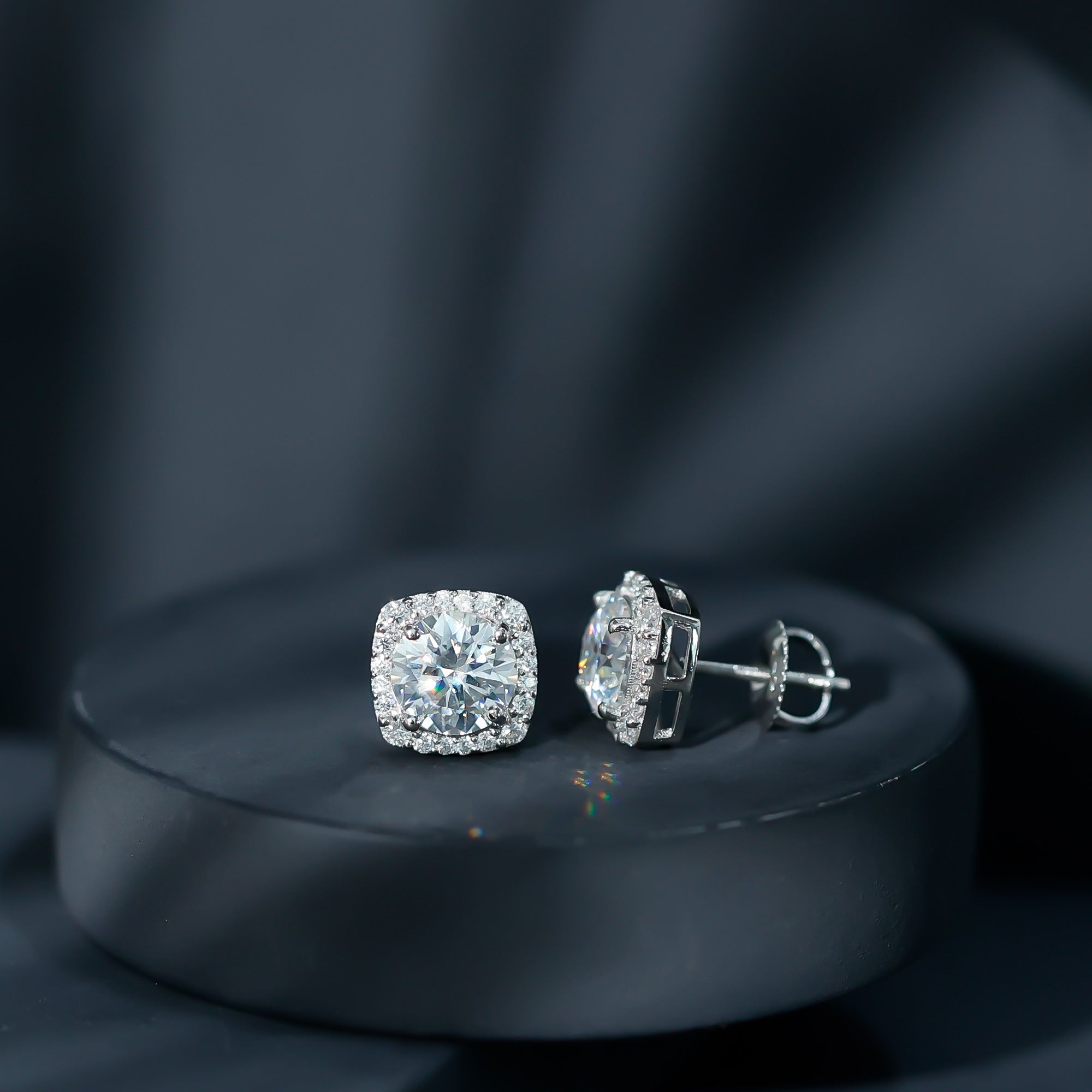 Certified Round Cut Lab Grown Diamond Halo Stud Earrings For Her Lab - ( EF-VS ) - Rosec Jewels