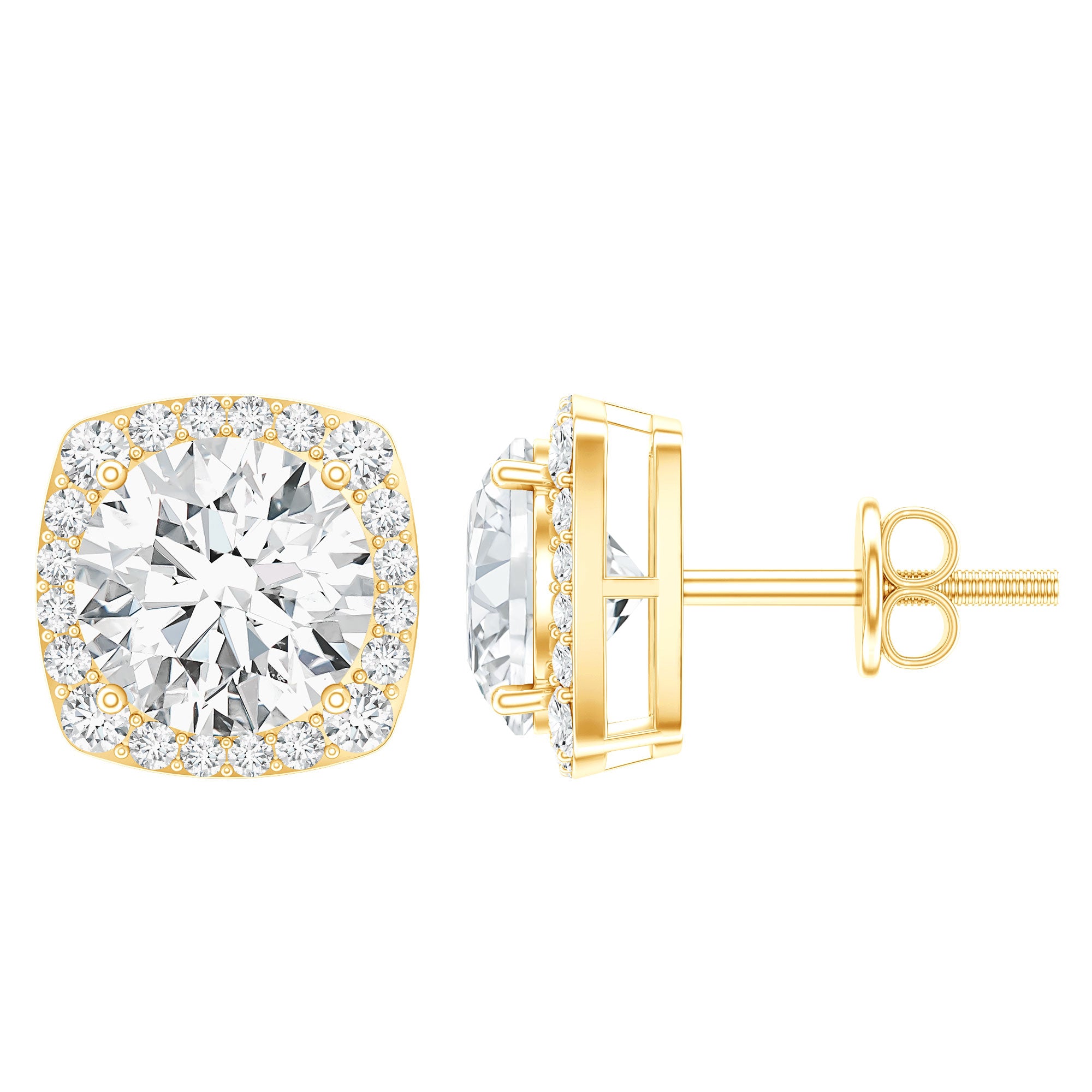 Certified Round Cut Lab Grown Diamond Halo Stud Earrings For Her Lab - ( EF-VS ) - Rosec Jewels