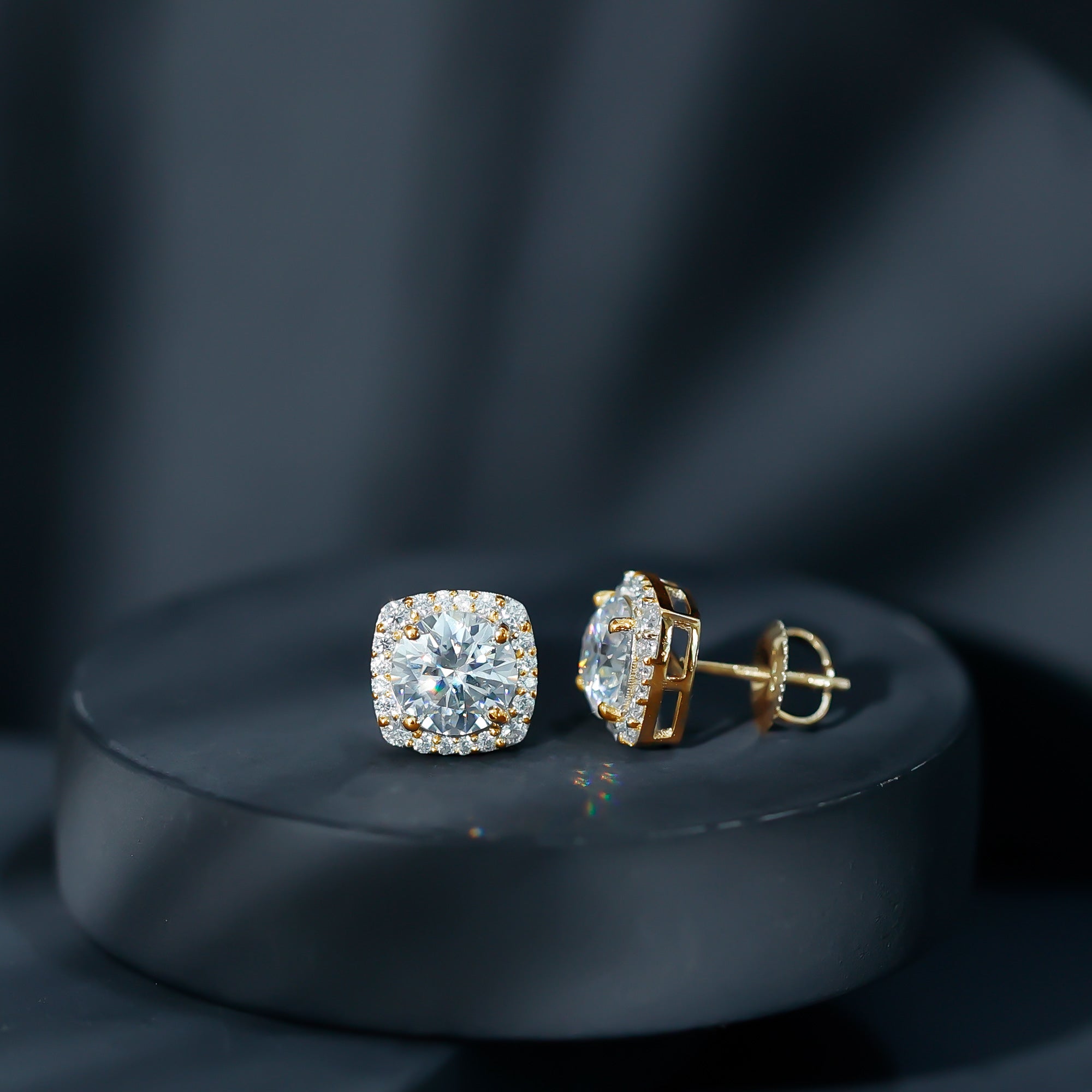 Certified Round Cut Lab Grown Diamond Halo Stud Earrings For Her Lab - ( EF-VS ) - Rosec Jewels