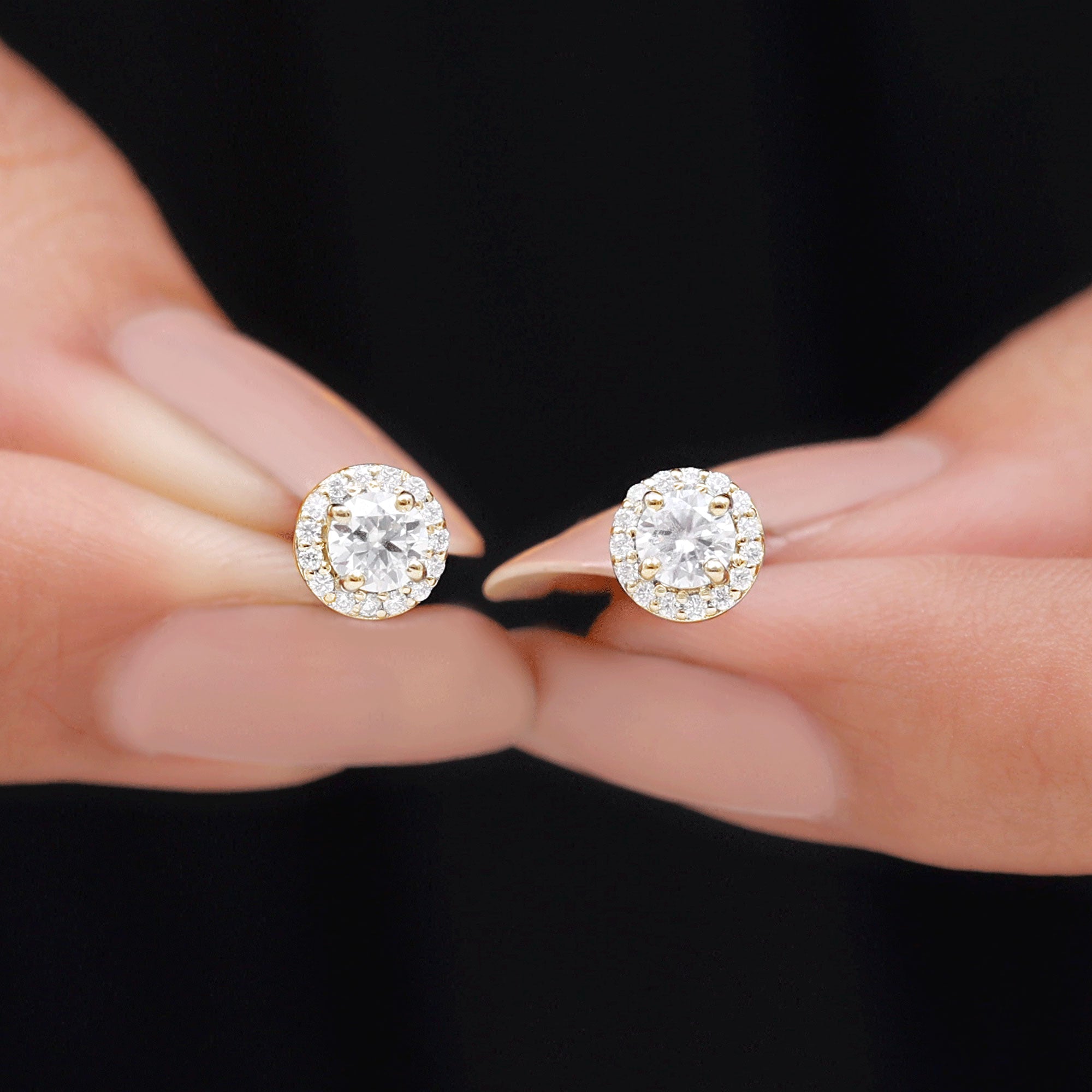 Rosec Jewels-Certified Lab Created Diamond Halo Stud Earrings