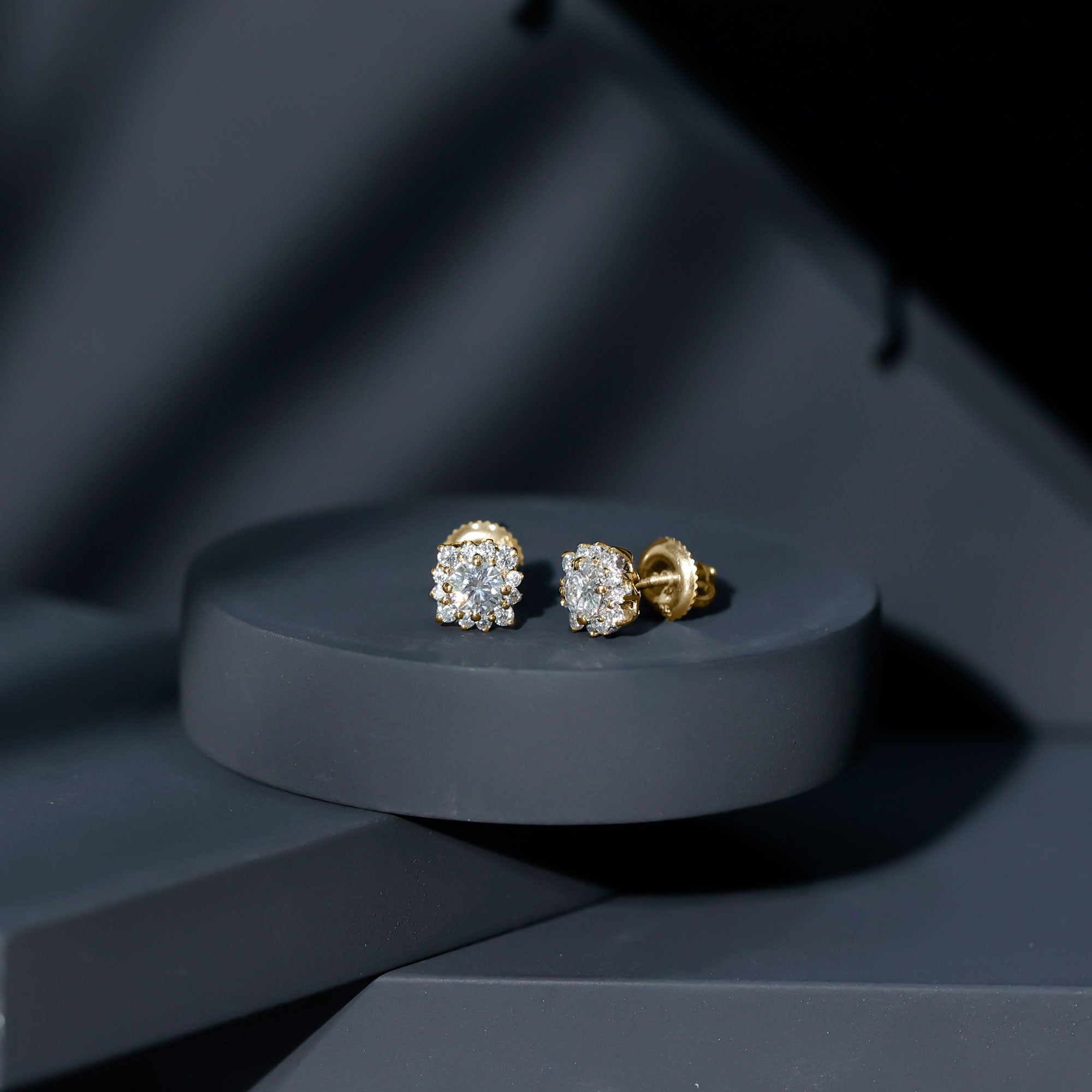 Rosec Jewels-Certified Brilliant Cut Diamond Halo Stud Earrings