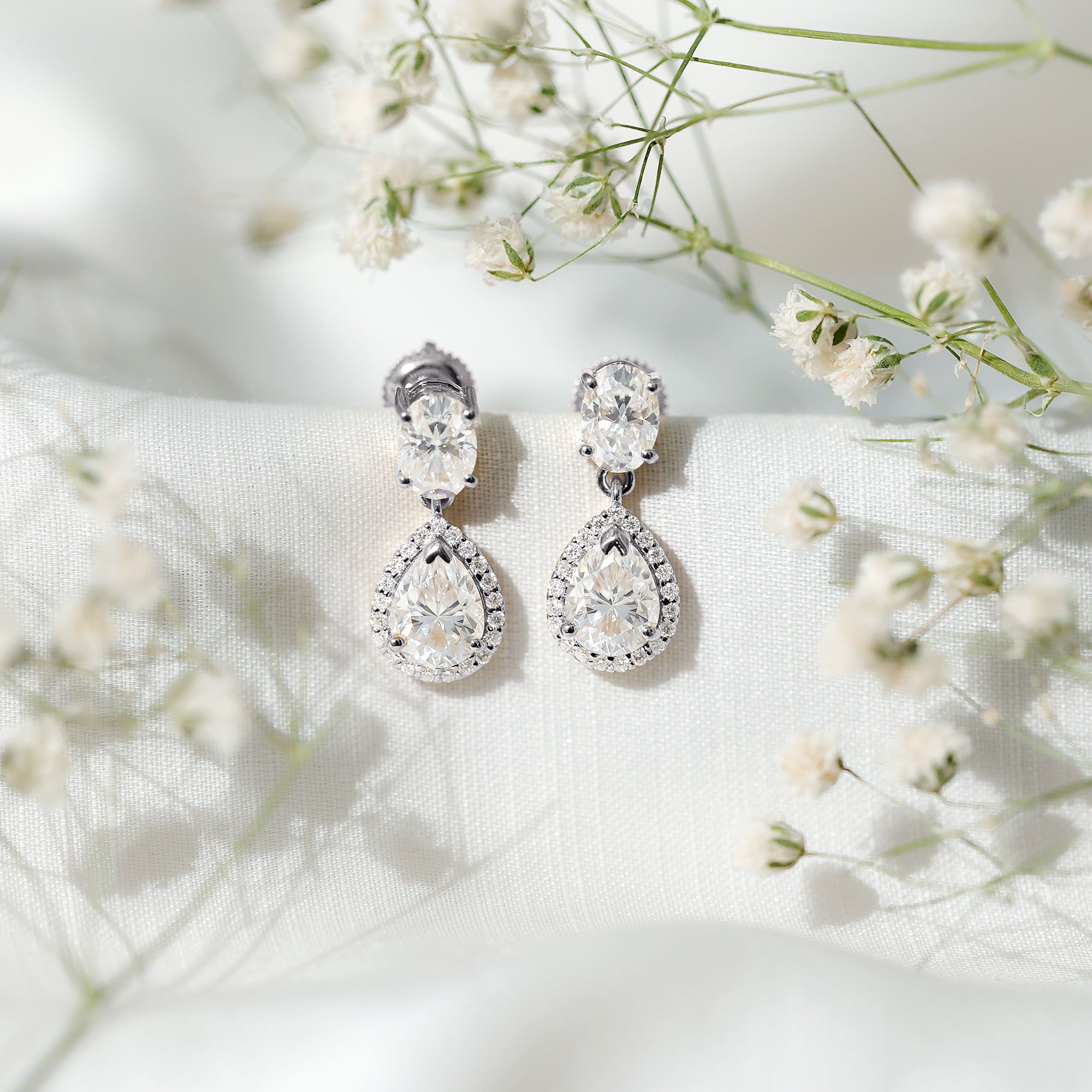 Rosec Jewels-Dangling Lab Grown Diamond Bridal Earrings