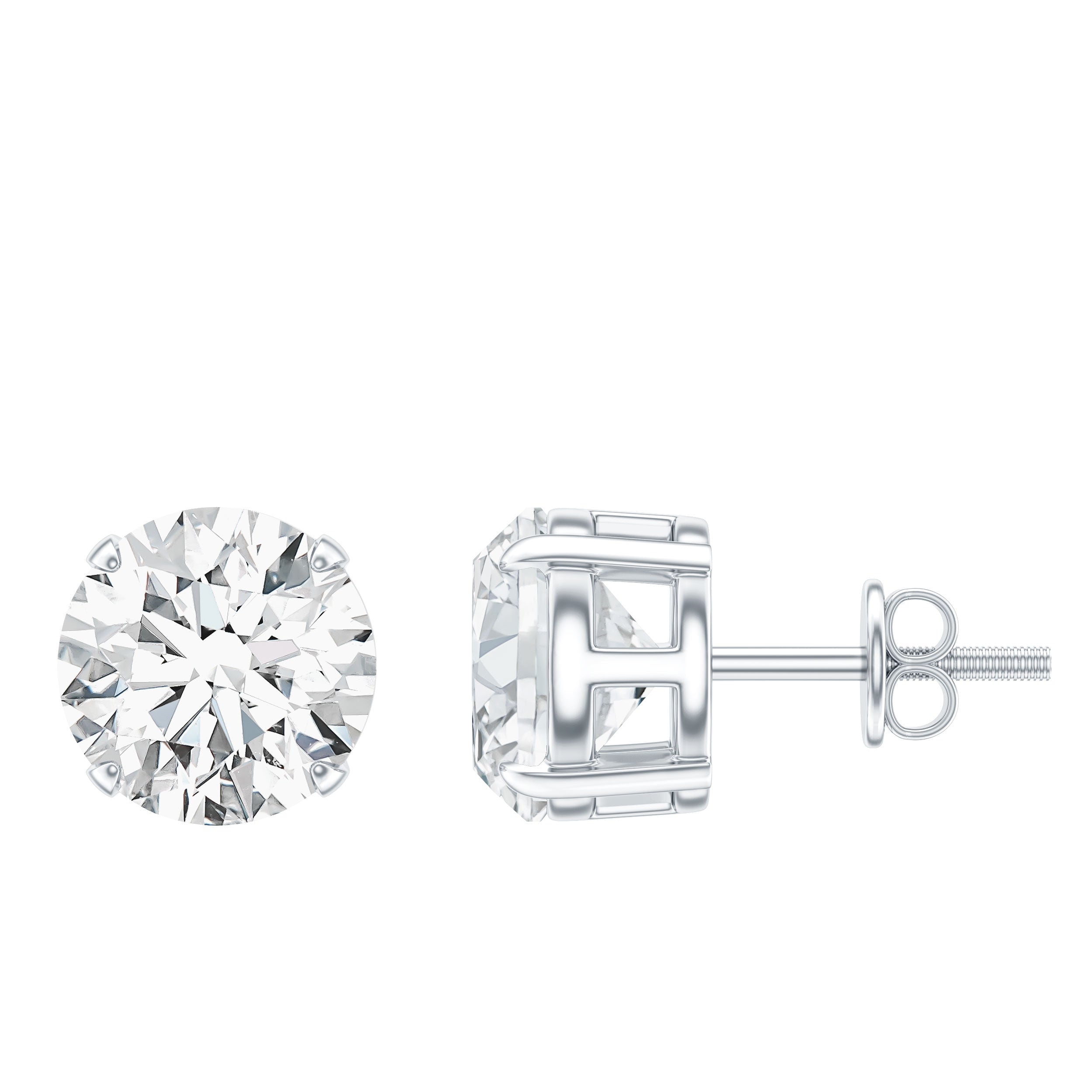 Prong Set Lab Created Diamond Solitaire Stud Earrings Lab - ( EF-VS ) - Rosec Jewels