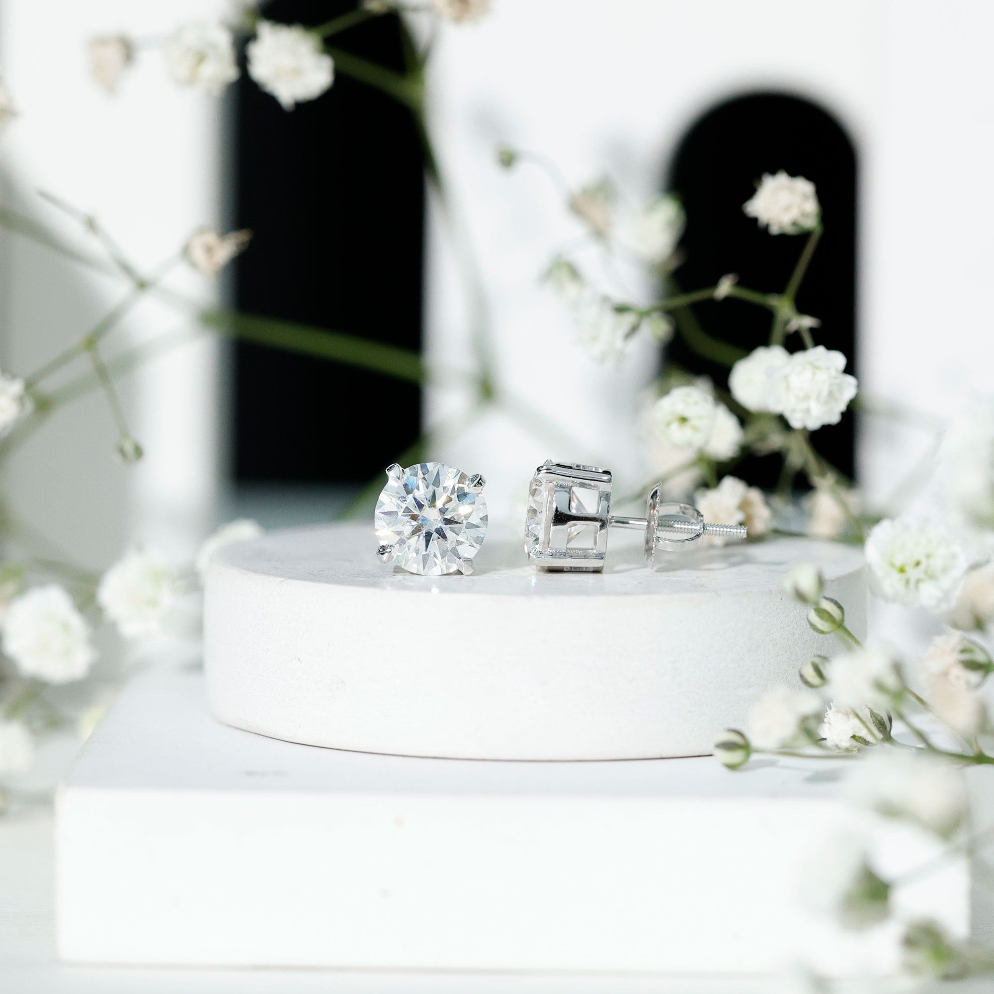 Prong Set Lab Created Diamond Solitaire Stud Earrings Lab - ( EF-VS ) - Rosec Jewels
